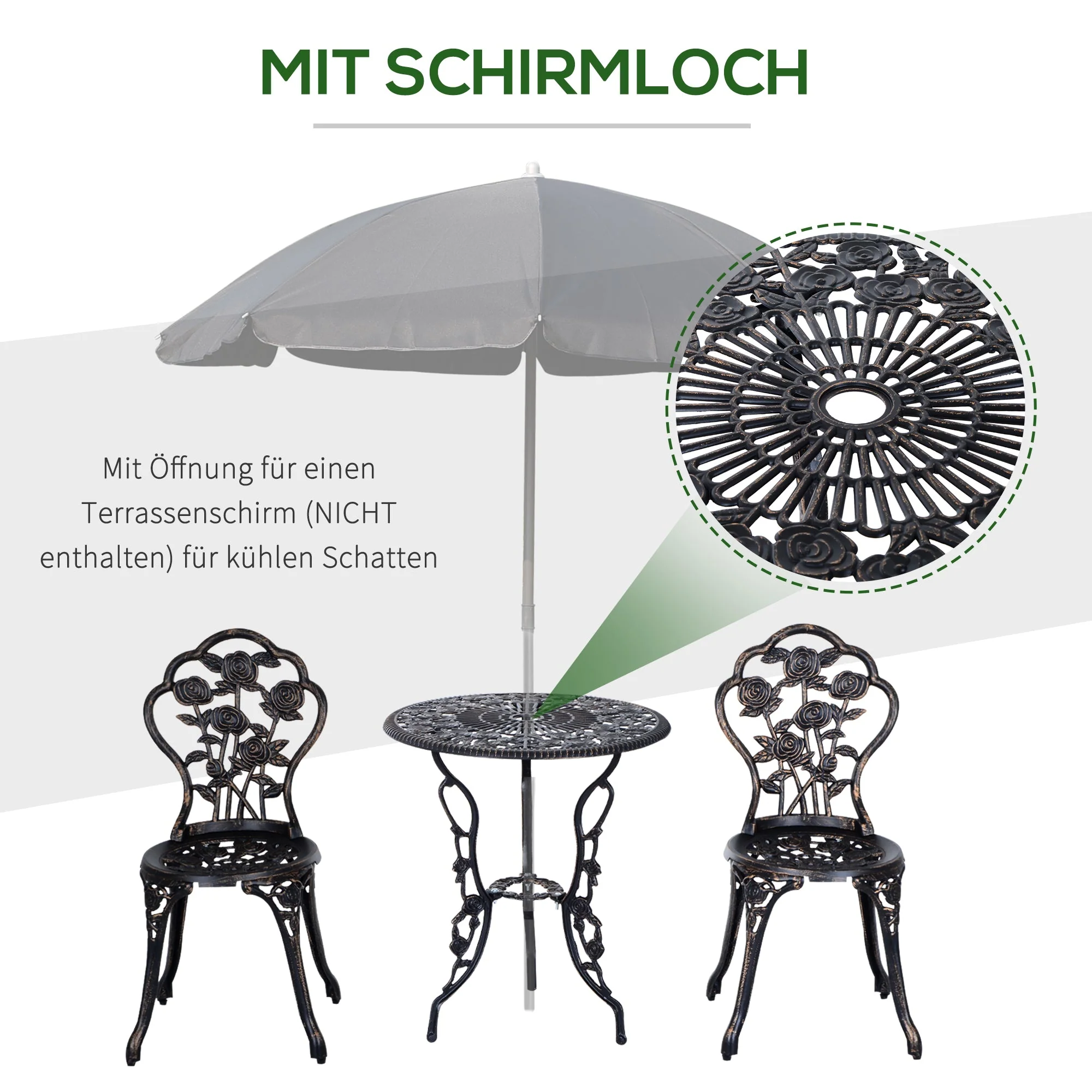 Garden Furniture Set 2-Person Balcony Table & Chair Bronze - Image 4