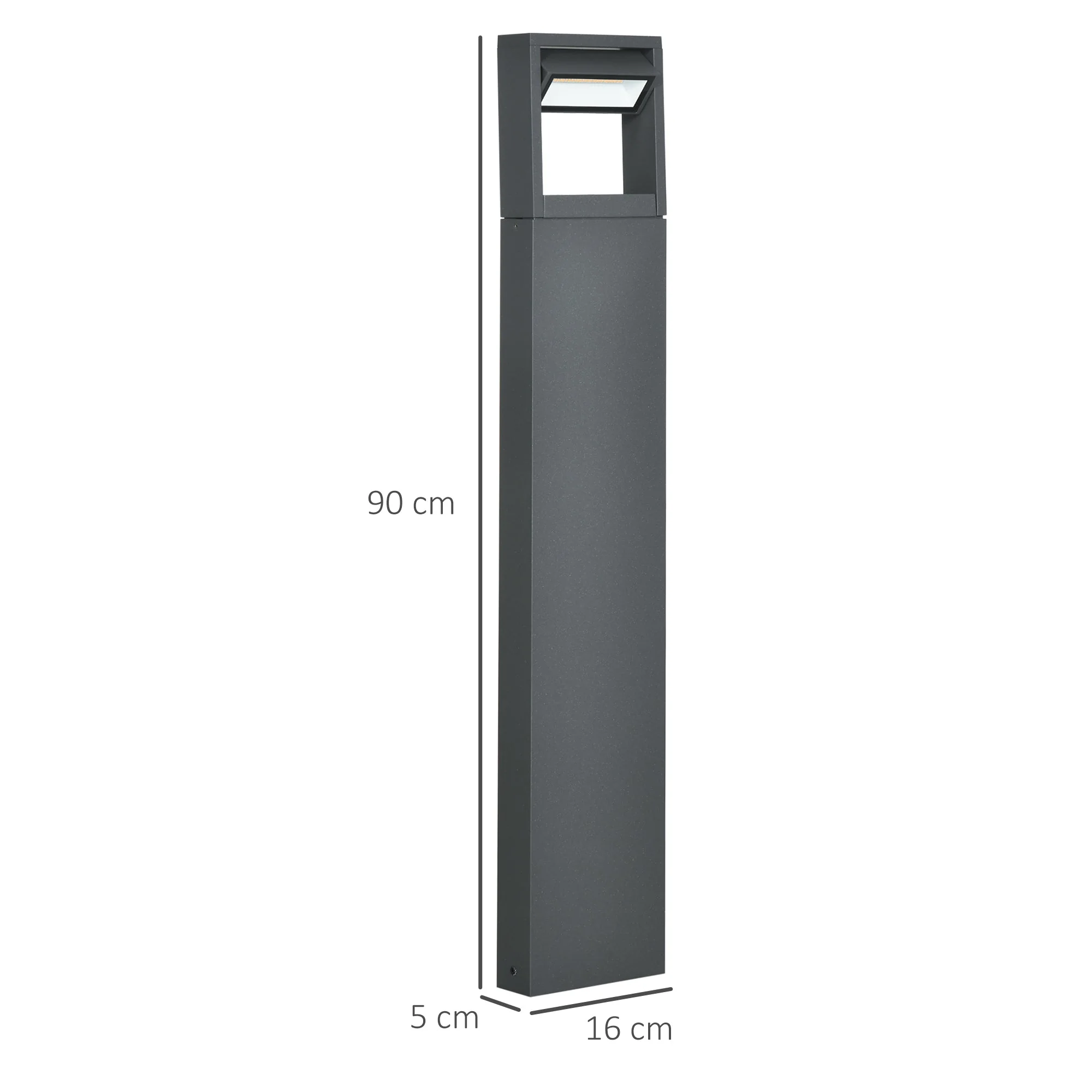 Garden Lamp, Warm White LED Bollard Path Light, IP65 Waterproof, Dark Gray Aluminum - Image 3