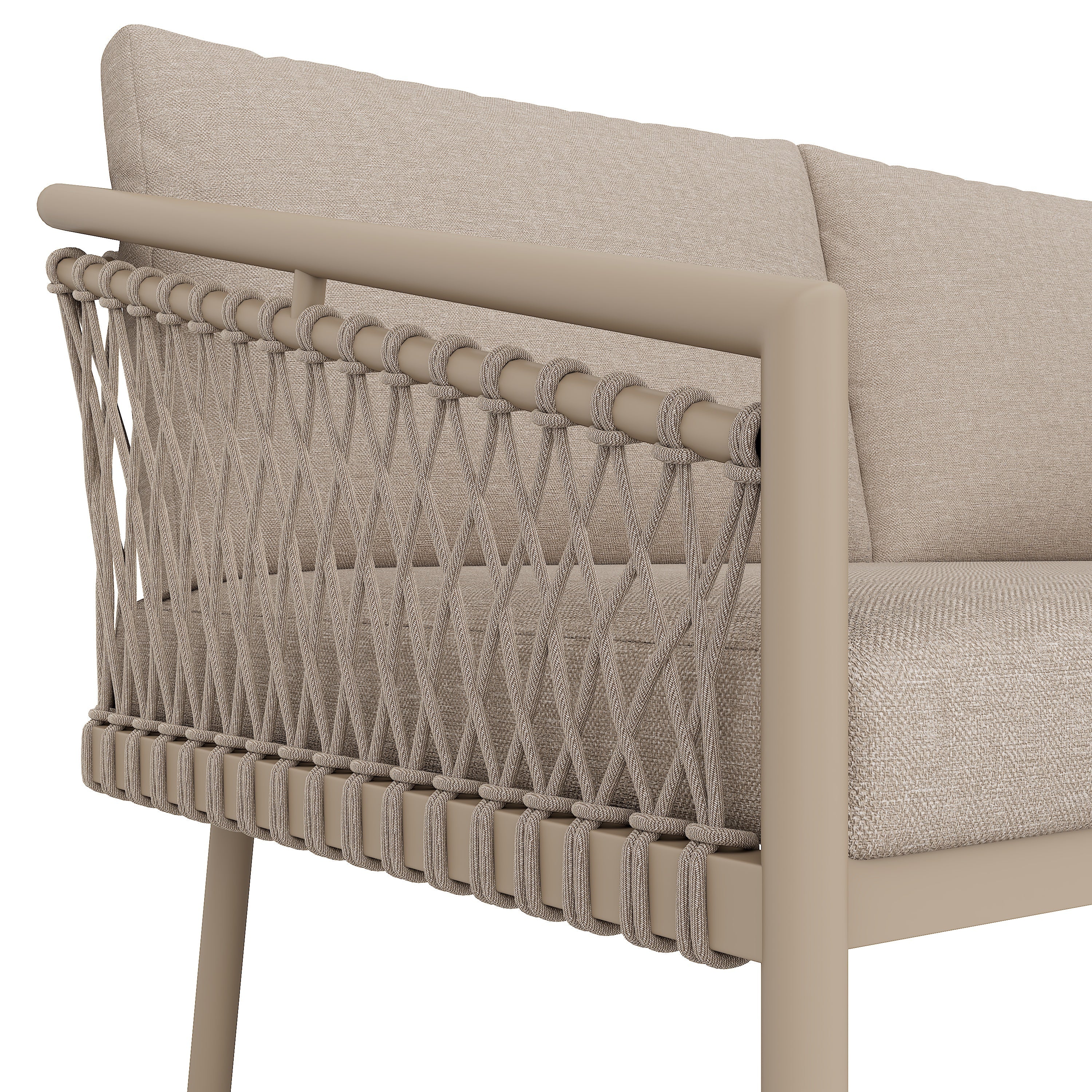 Garden Lounge Set Rope Outdoor Sofa with Cushions - Khaki - Image 6