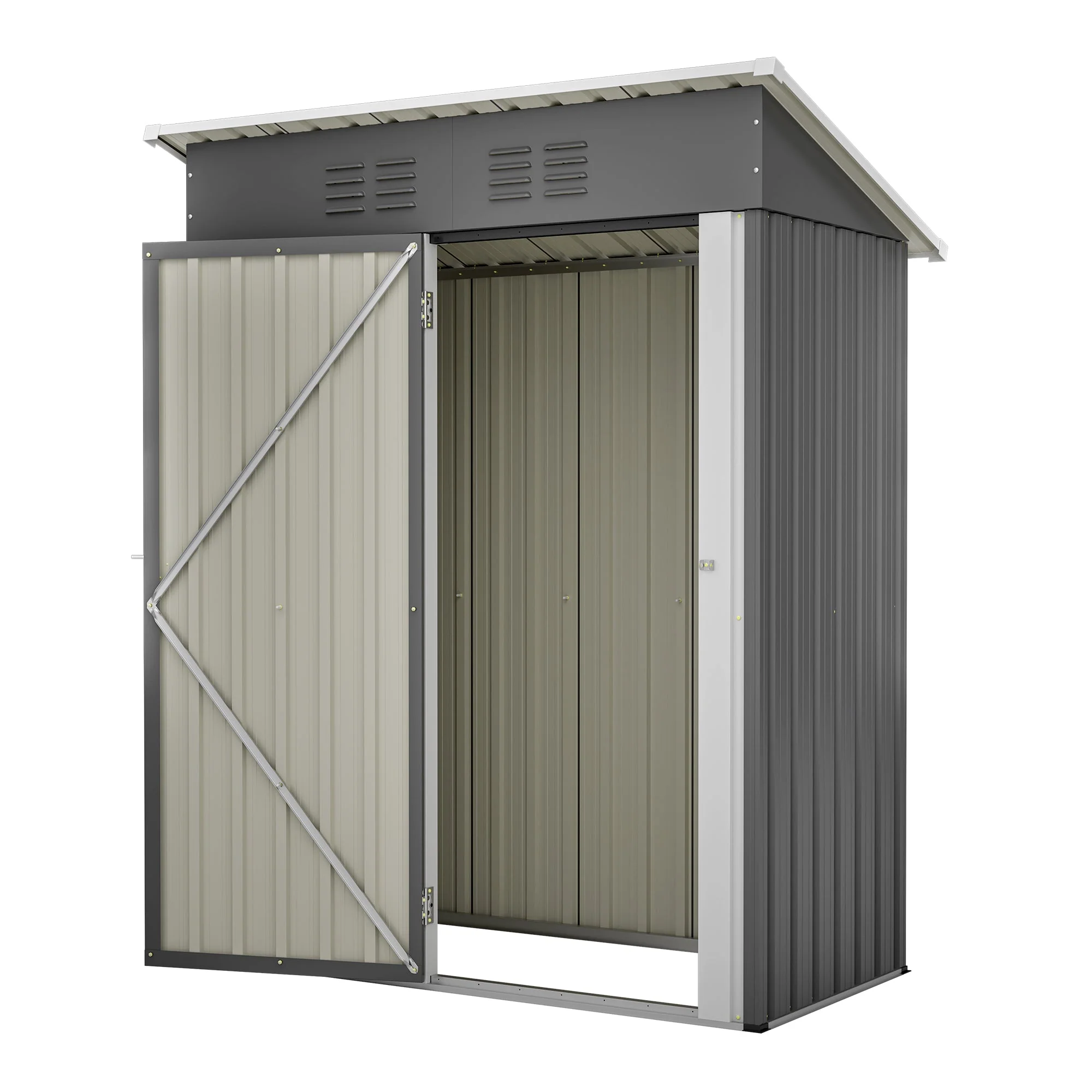Garden Shed Flat Roof Lockable 152x84x182 cm - Dark Grey - Image 8