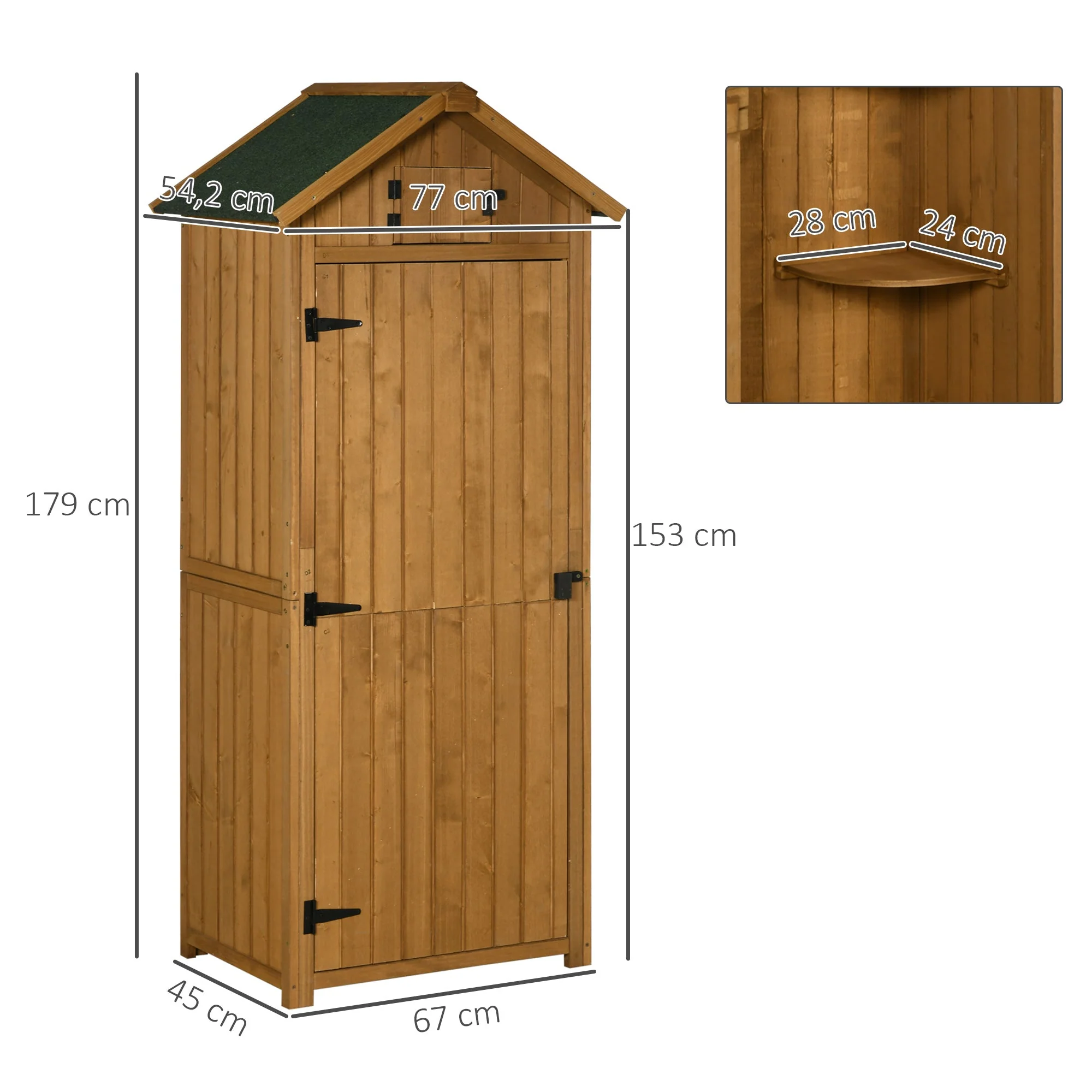 Garden Shed Tool Shed with Shelves, Asphalt Roof, Window, Wood Yellow+Green - Image 3