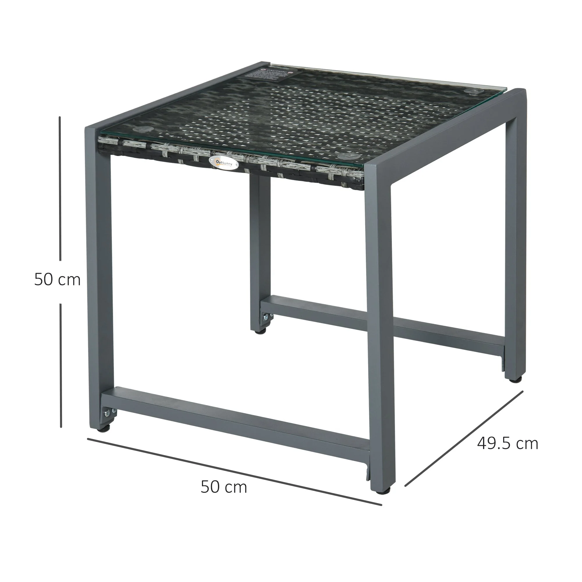 Garden/Side Table Tempered Glass Polyrattan Aluminum - Image 3