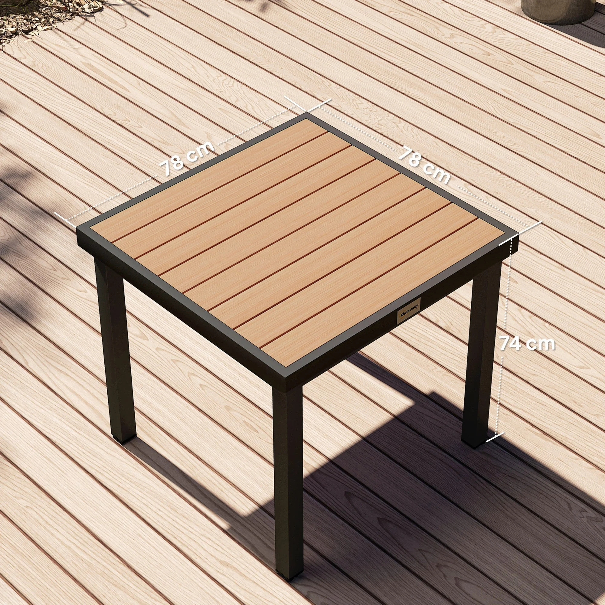 Garden Table 78x78cm Weatherproof Aluminum Frame for 4 People Black - Image 3