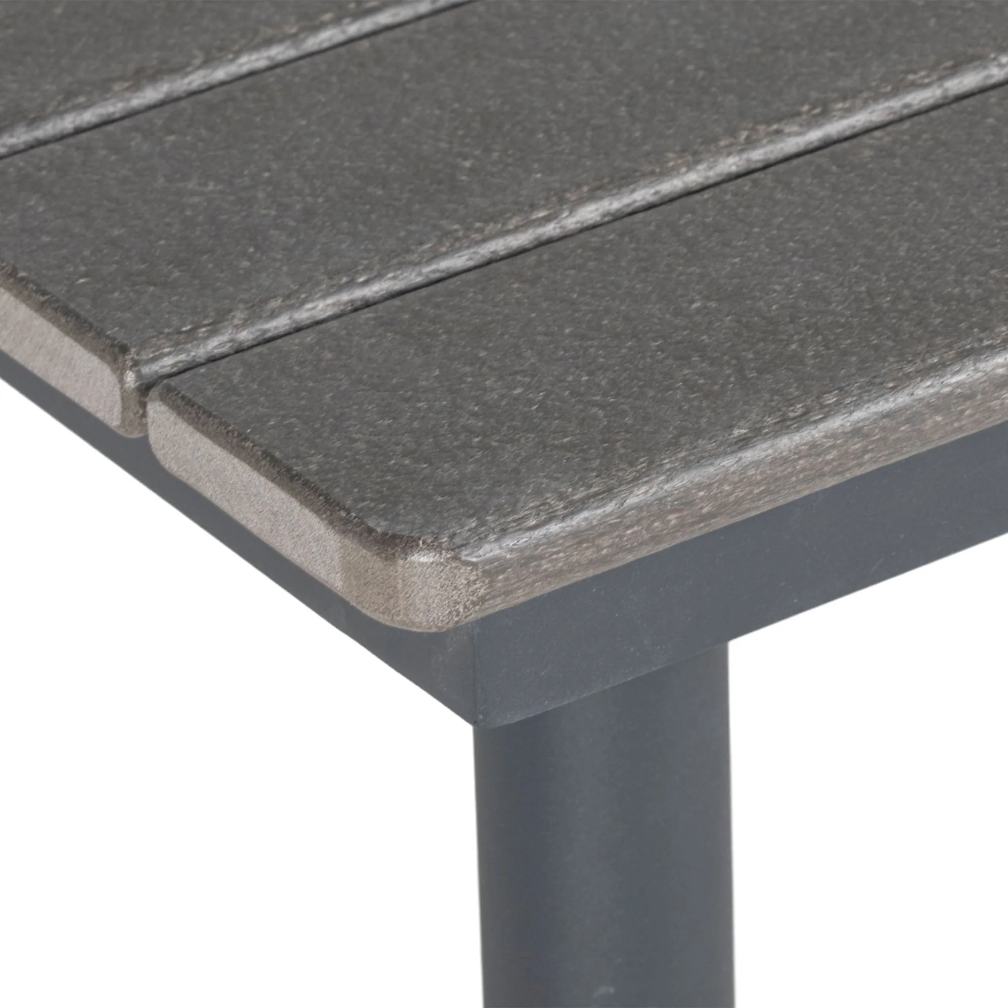 Garden Table Dining Table 4 People Umbrella Hole Slatted Frame HDPE Dark Grey - Image 8