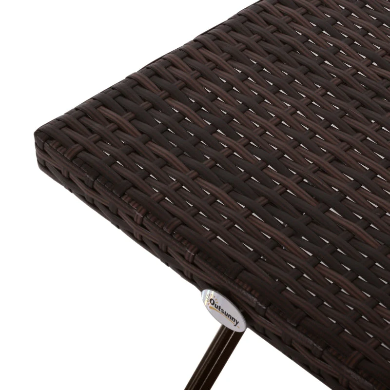 Garden Table Side Table, Foldable 40x40x40 cm, Polyrattan Metal Brown - Image 8