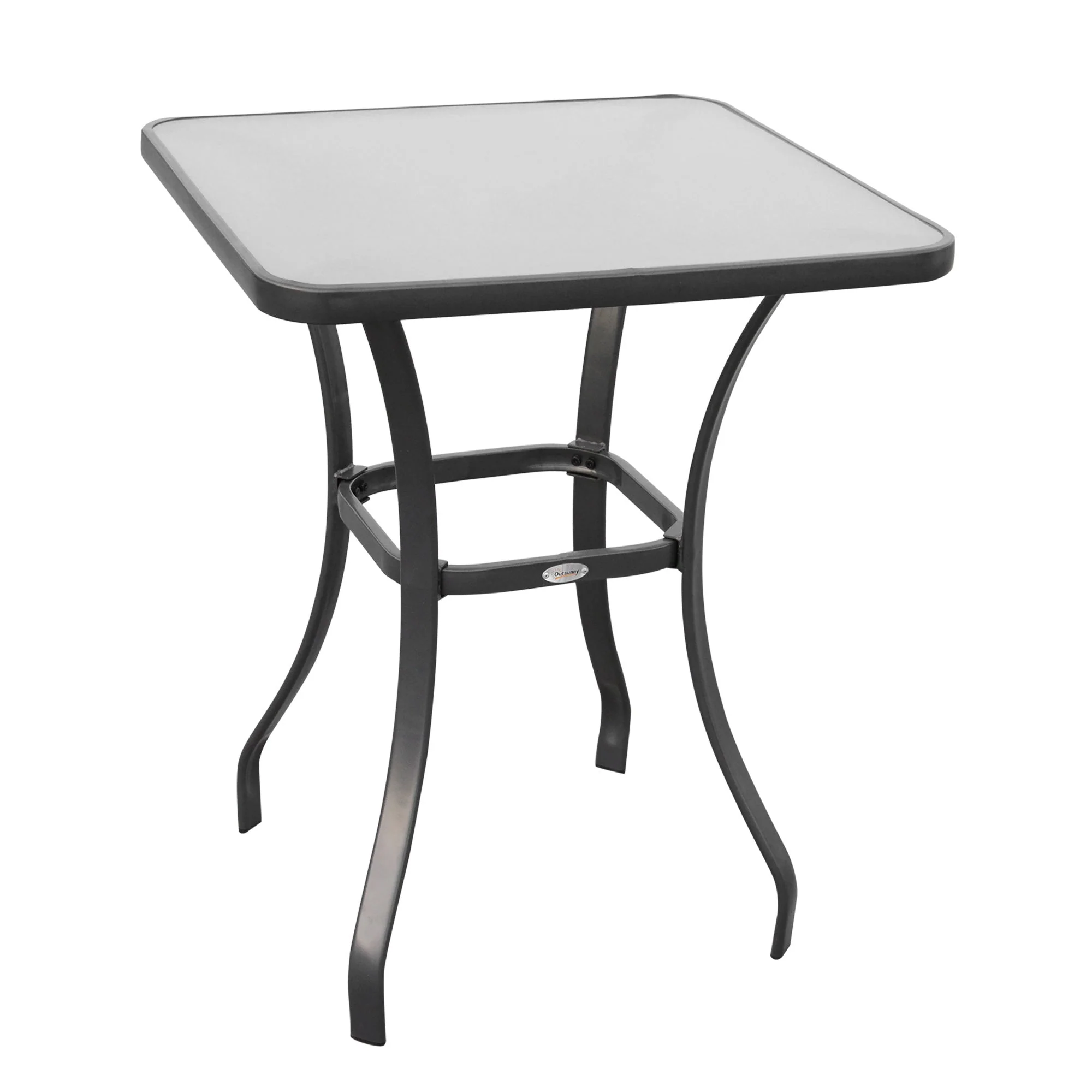 Garden Table Square Glass Weatherproof Black - Image 2