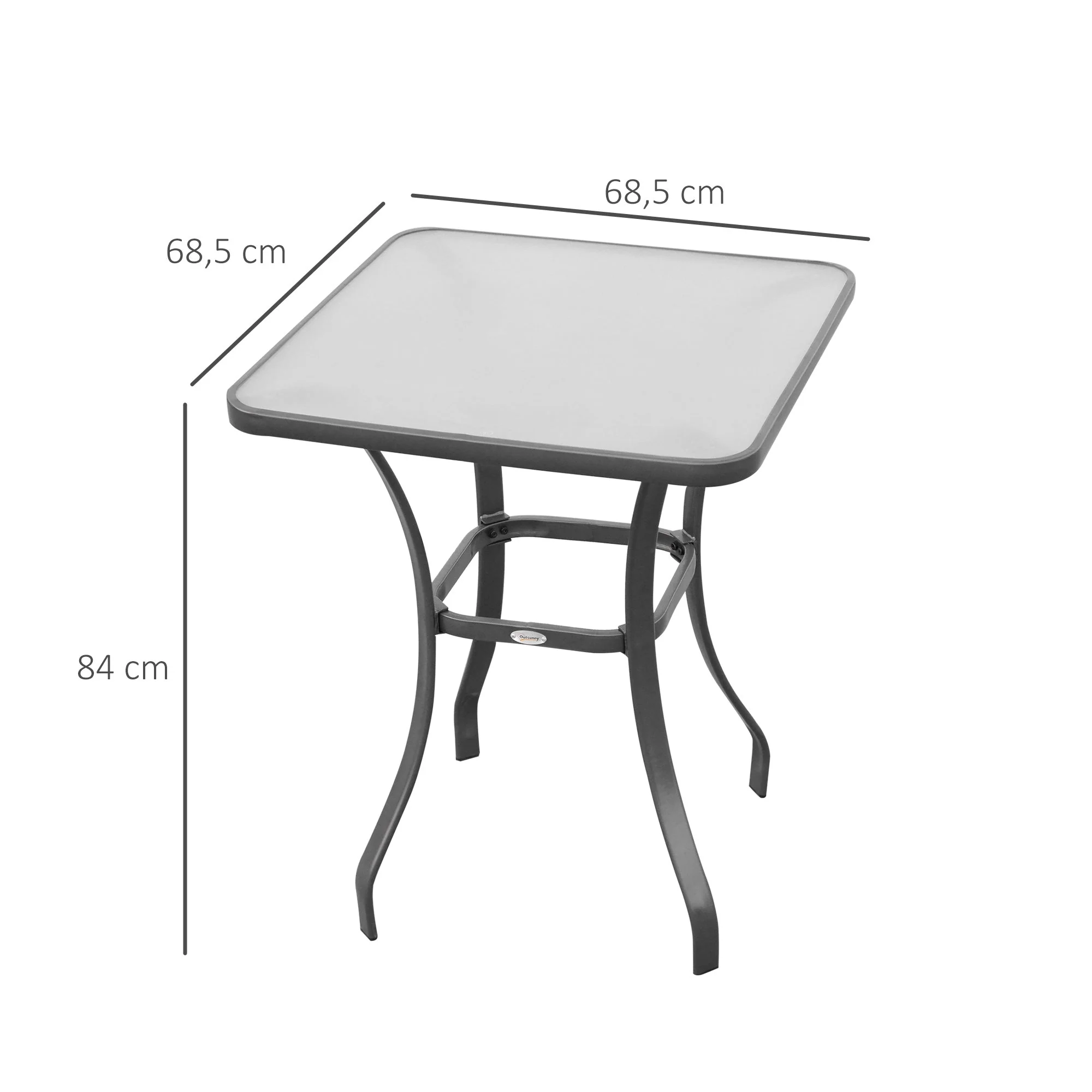 Garden Table Square Glass Weatherproof Black - Image 3