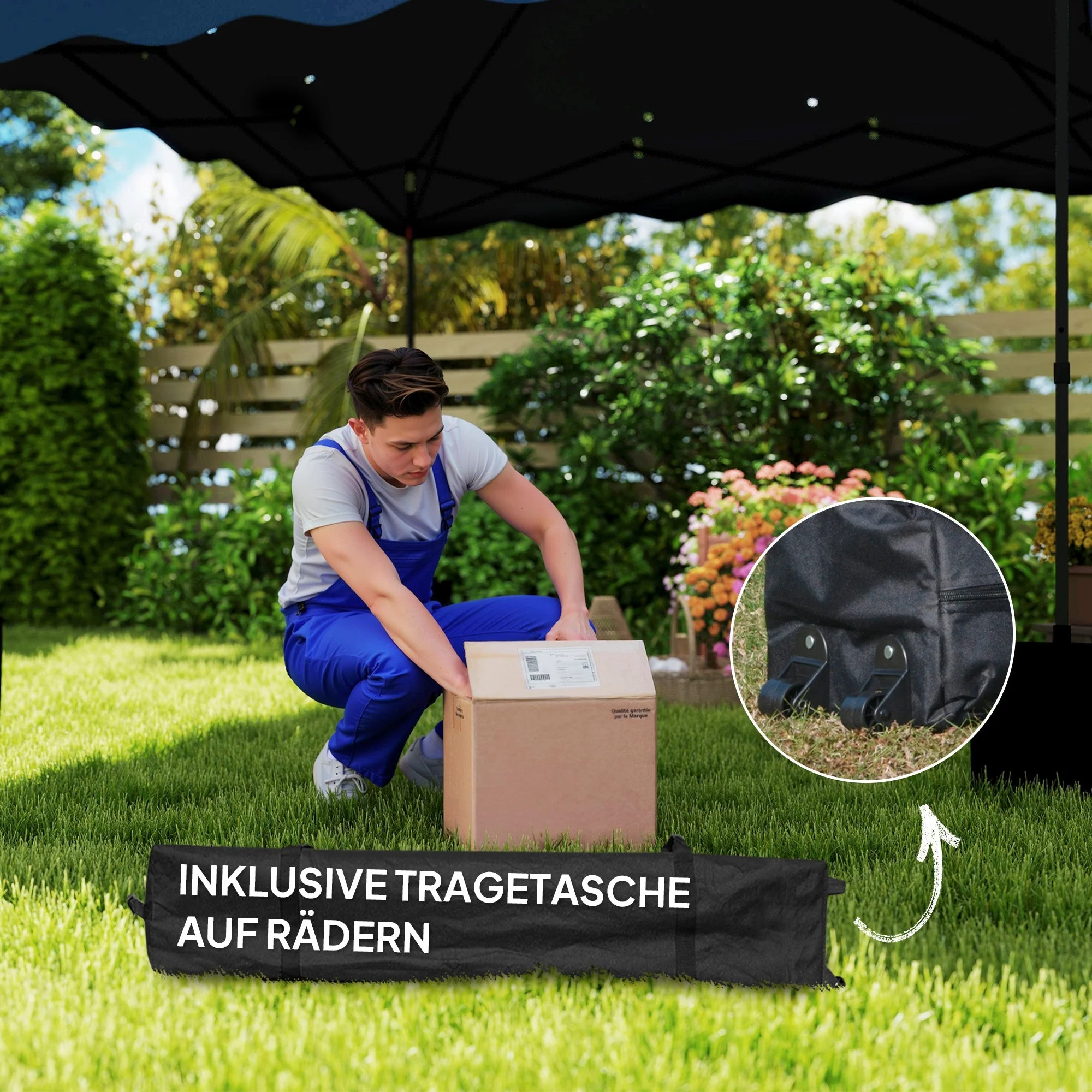 Gazebo 3x3m Pop-Up, Water-Repellent, UV Protection 50+, Dark Blue - Image 8
