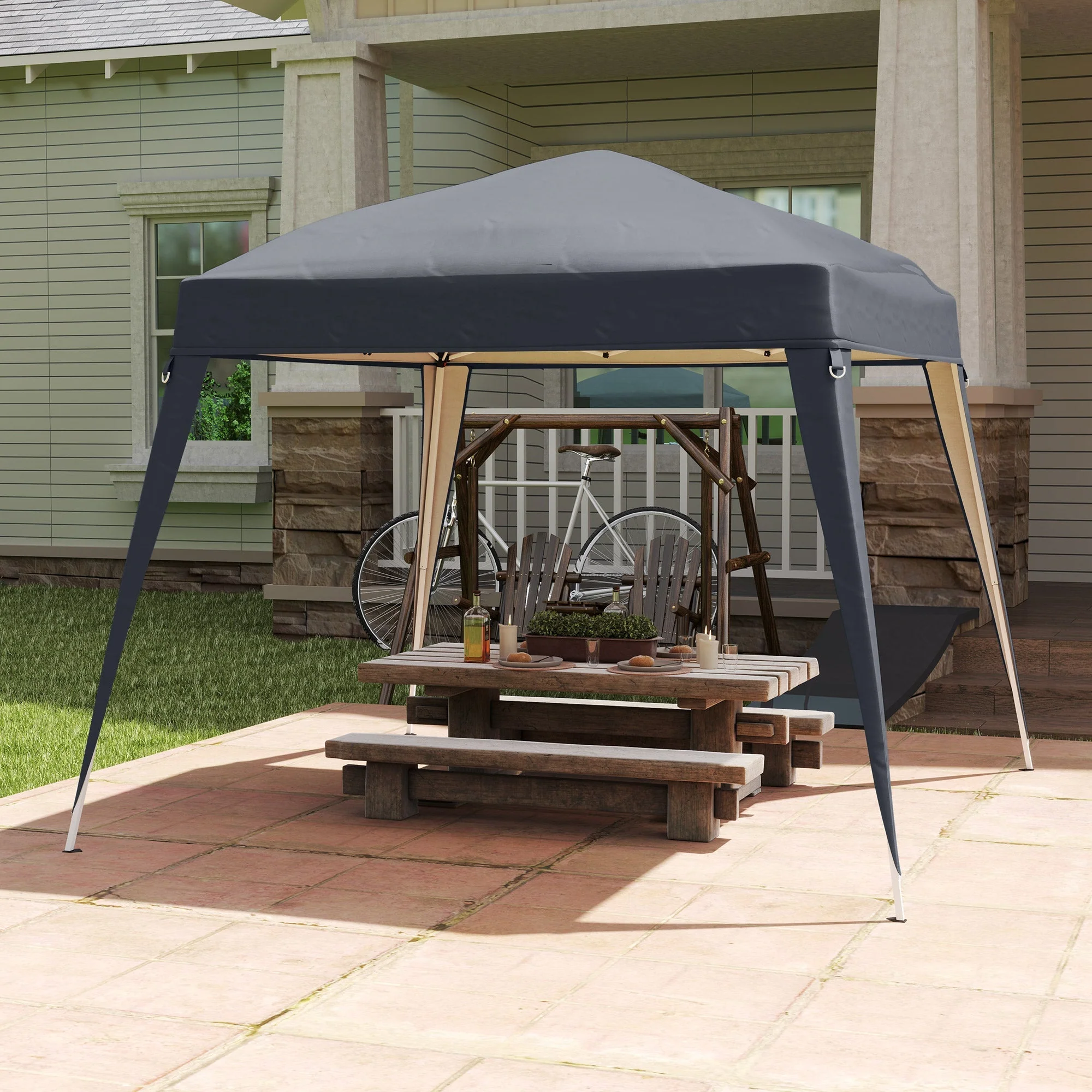Gazebo Replacement Roof, 3x3m, Water-Repellent, Winter-Proof, Dark Grey - Image 8