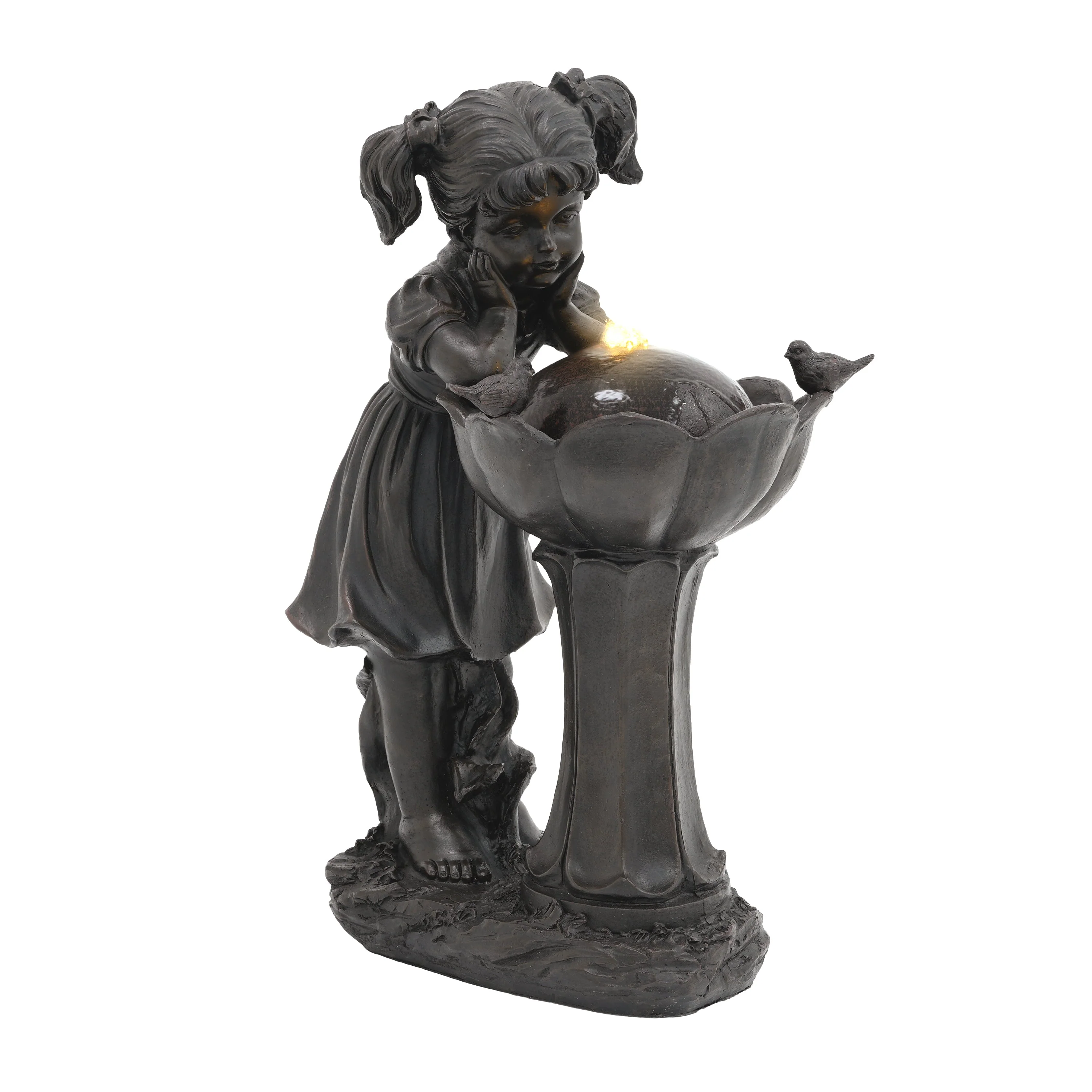 Girl Figurine LED Outdoor Fountain with Tranquil Water Feature, 65.5 cm, Copper Color - Image 9
