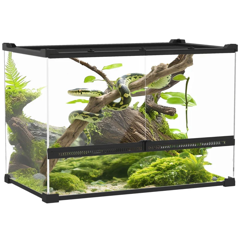 Glass Reptile Terrarium, Raised, Waterproof Base, Button Lock - Image 2