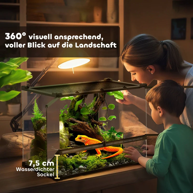 Glass Reptile Terrarium, Raised, Waterproof Base, Button Lock - Image 6