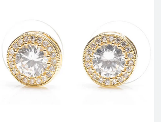 Gold Large Stone Diamond Earrings