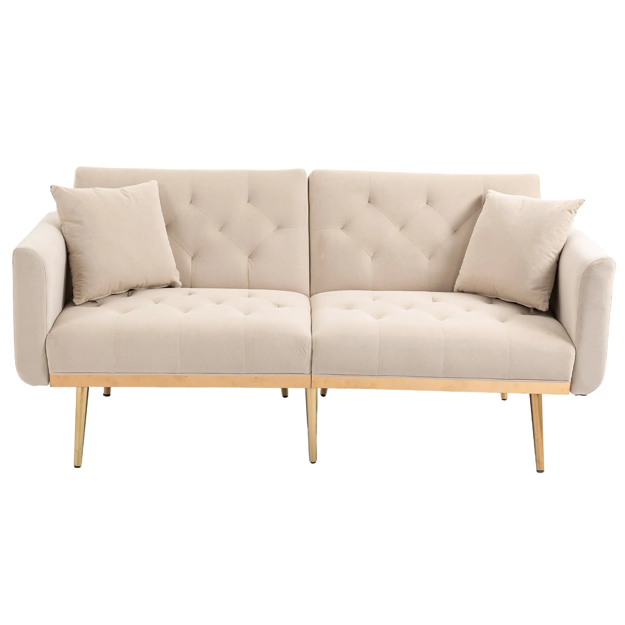 GOMYWAY 2-Seater Sofa 3-Speed Adjustable Backrest Gold Metal Legs Velvet - Image 9