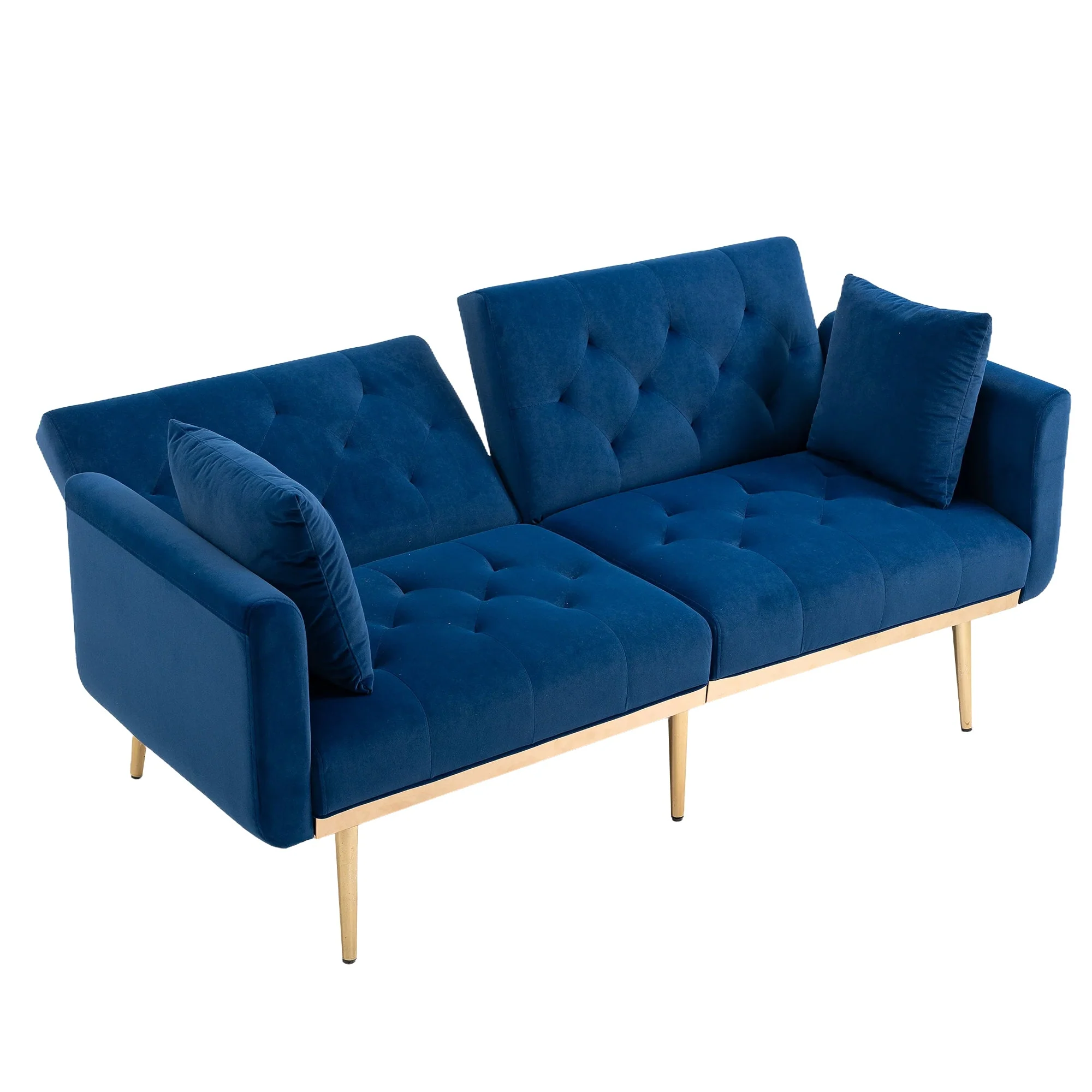 GOMYWAY 2-Seater Sofa Bed, 3-Speed Adjustable Backrest, Velvet Upholstery Navy - Image 10