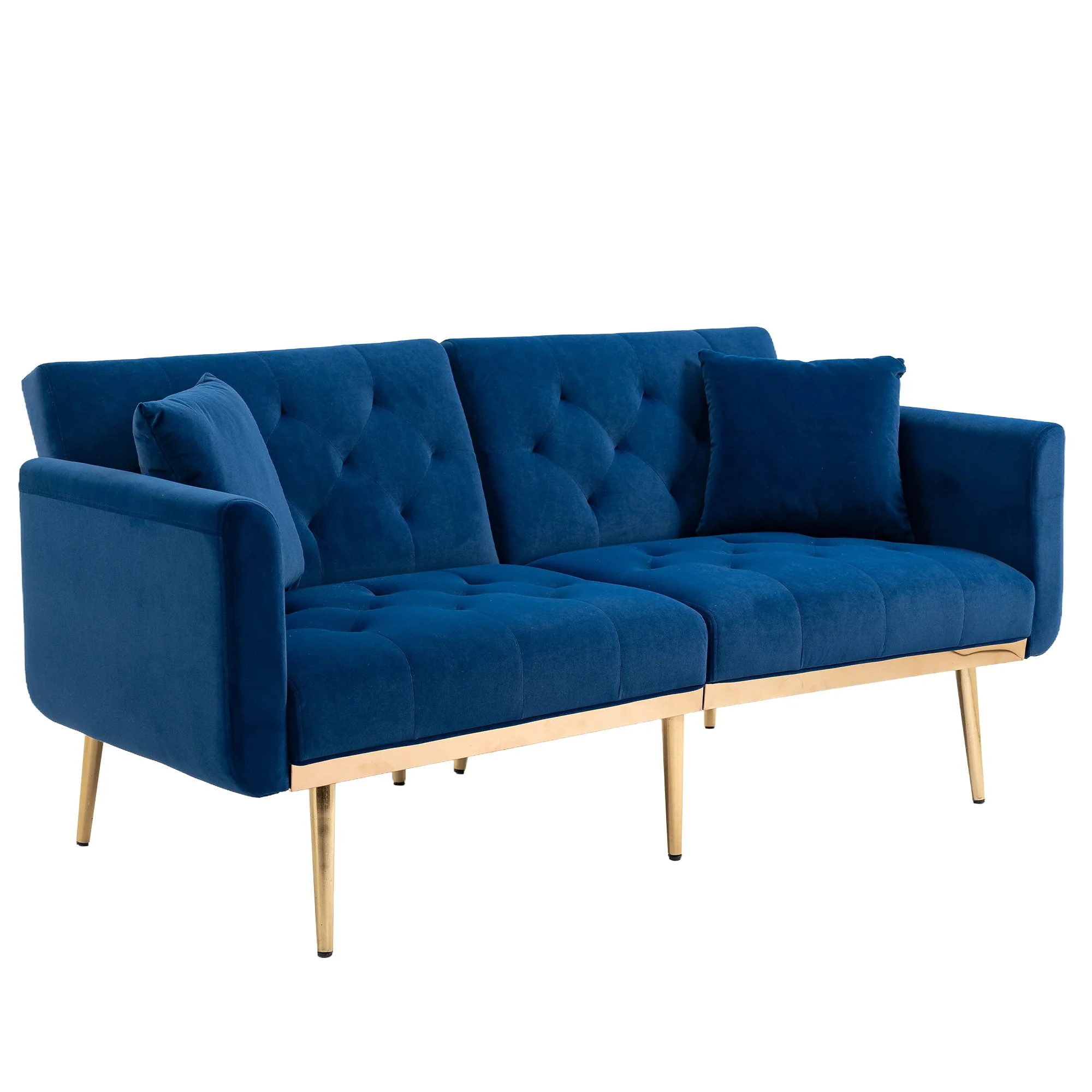 GOMYWAY 2-Seater Sofa Bed, 3-Speed Adjustable Backrest, Velvet Upholstery Navy - Image 8