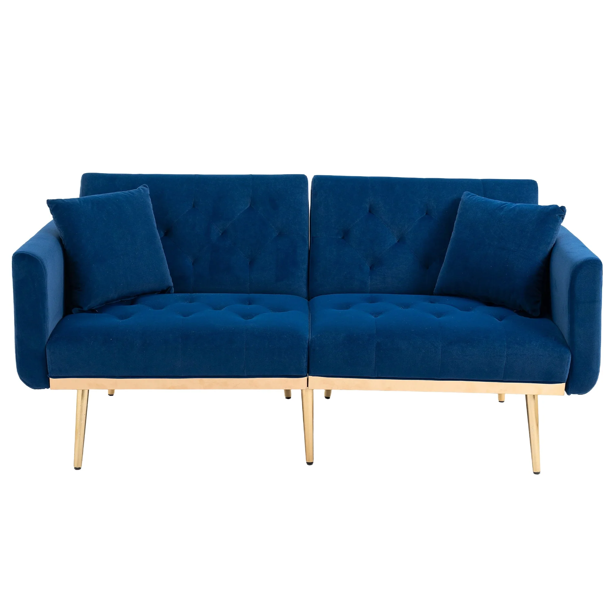 GOMYWAY 2-Seater Sofa Bed, 3-Speed Adjustable Backrest, Velvet Upholstery Navy - Image 9