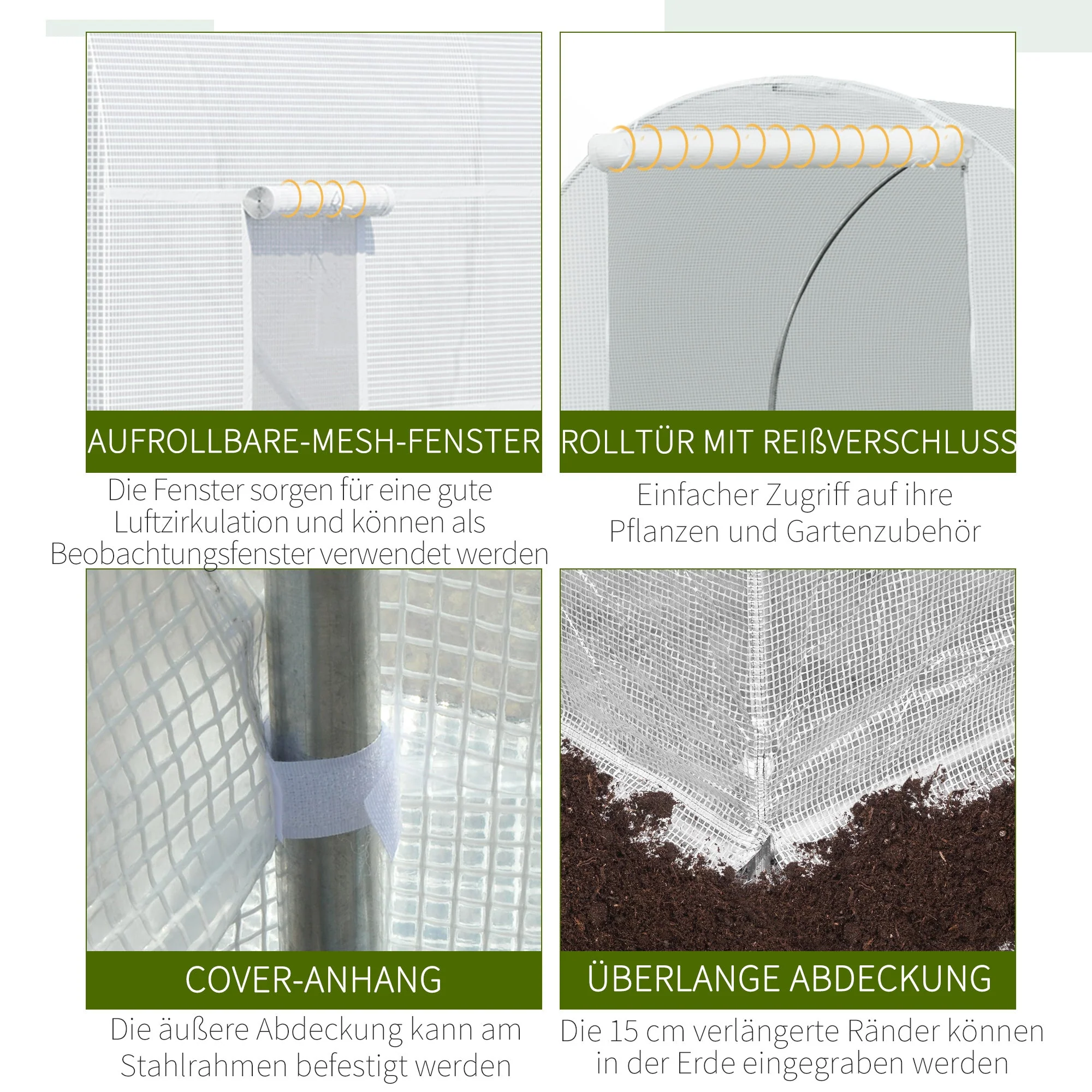 Greenhouse 450x200x200cm Robust Plant House UV-resistant Foil - Image 4