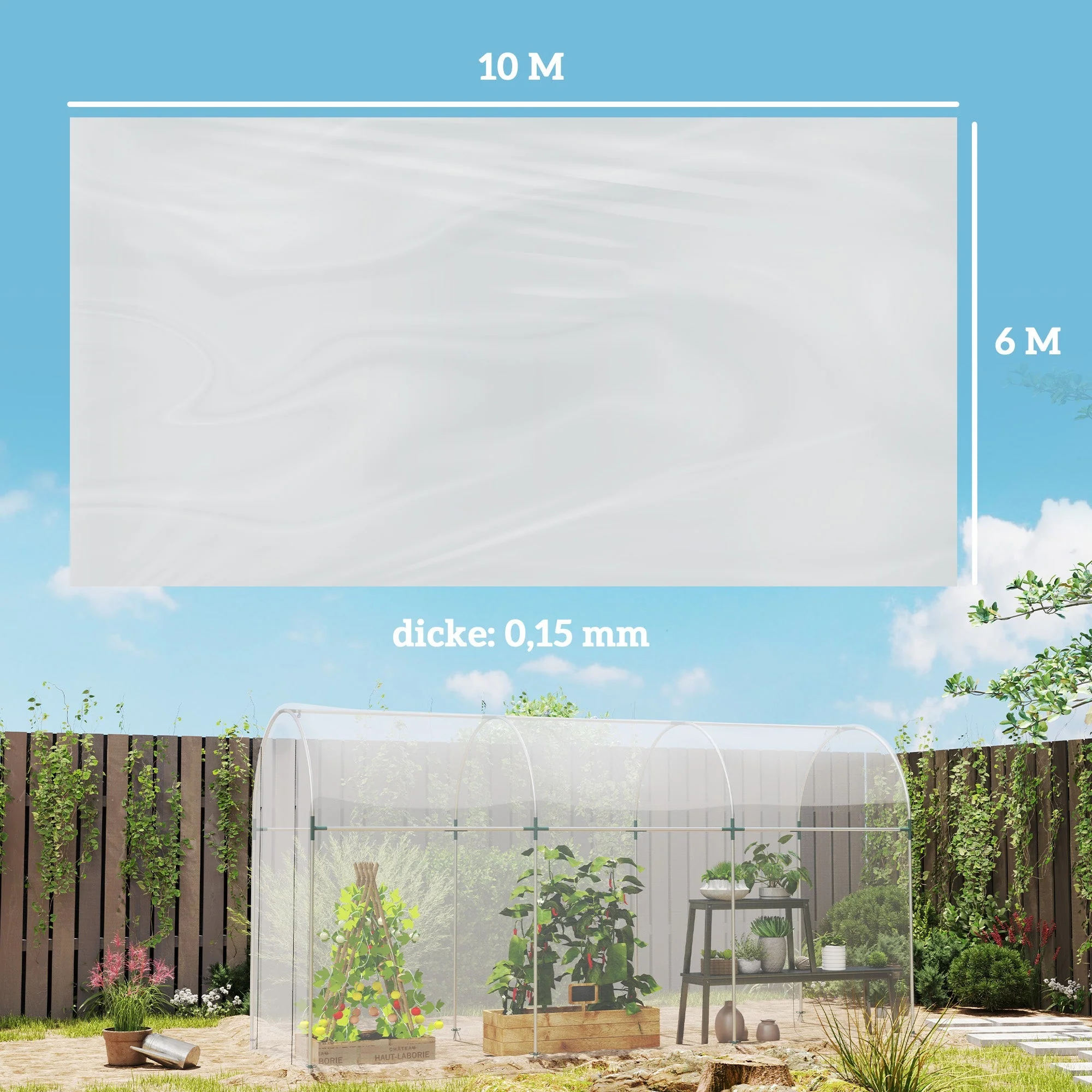 Greenhouse Film, 7x8m Waterproof UV Protection, Transparent Plastic - Image 3