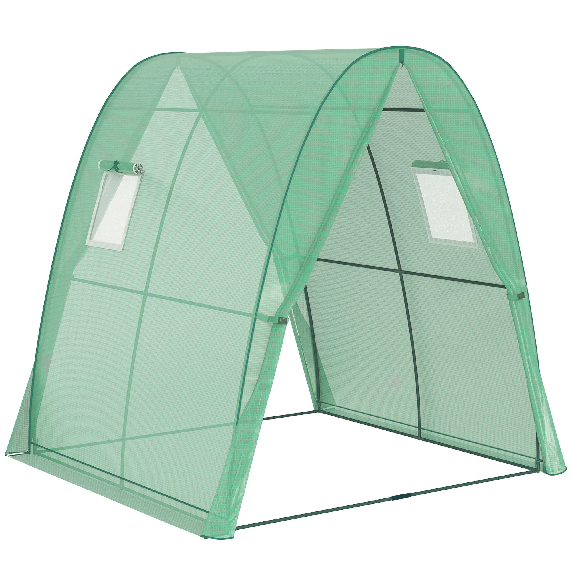 Greenhouse with Roller Door, 2 Windows, Steel, Green - Image 2