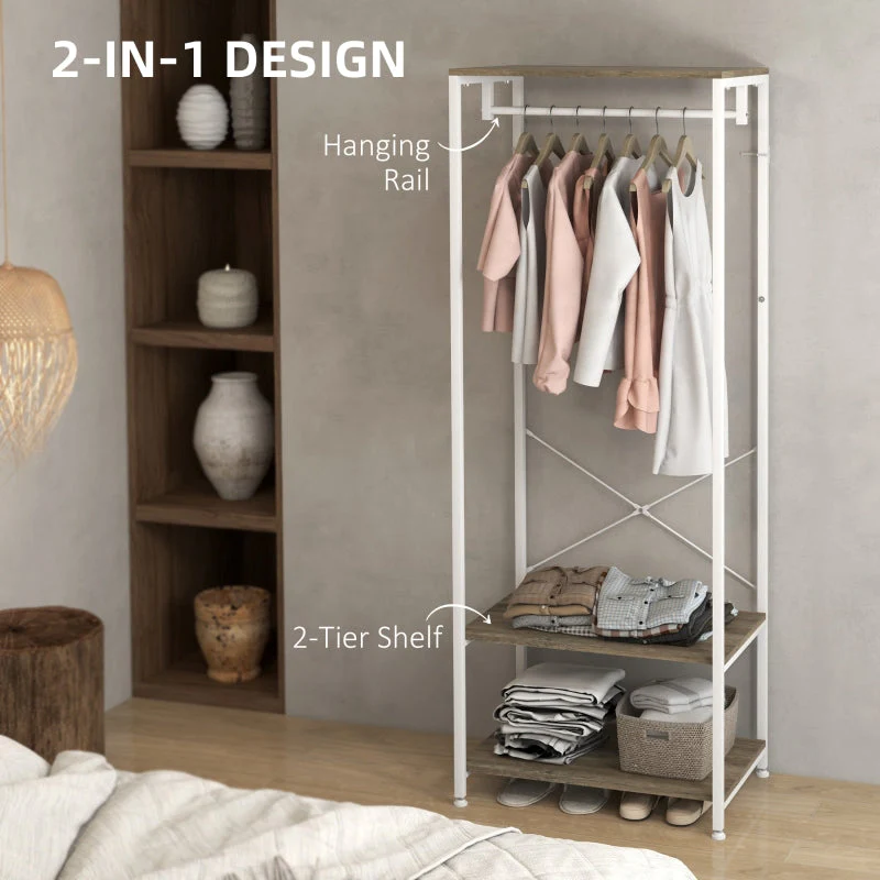 Hallway Coat Rack and Shoe Bench Tree, 2-in-1 Entryway Storage, Grey - Image 4