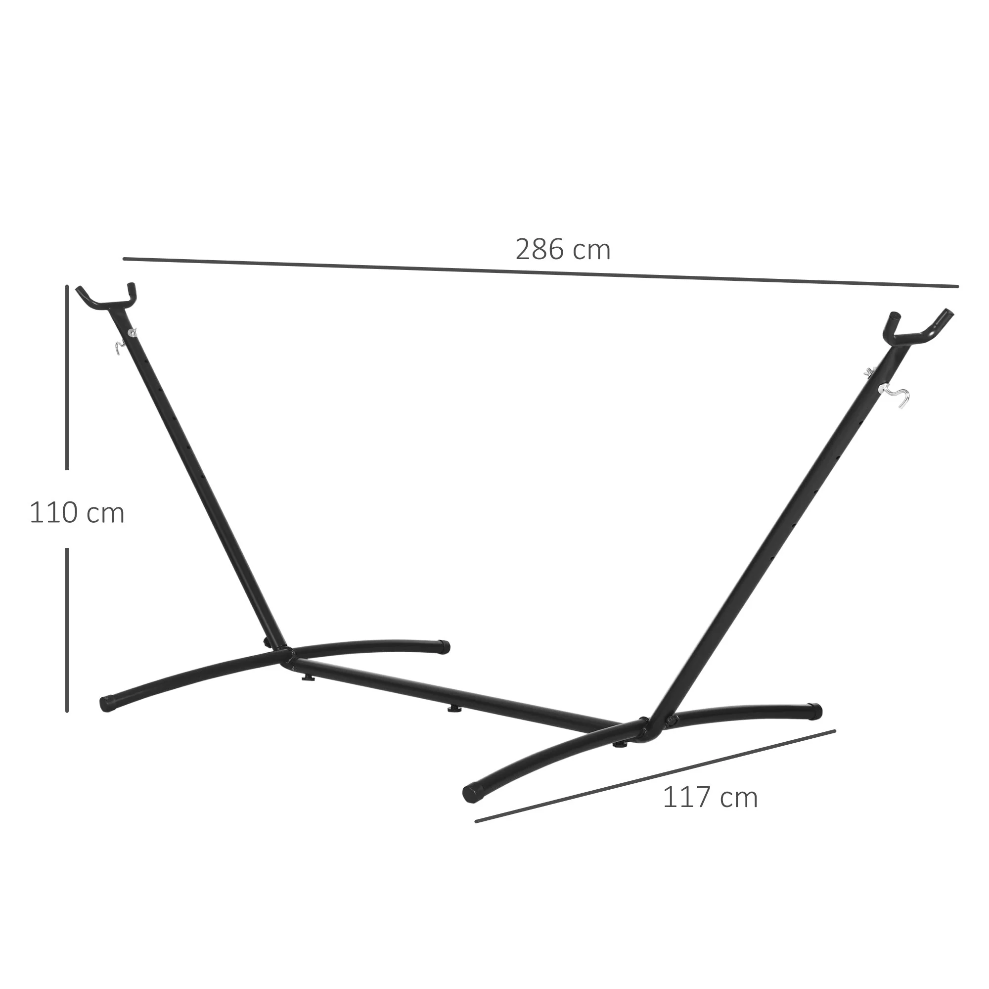 Hammock Stand Metal, with Hooks, 280 x 120 x 110 cm, 120 kg Capacity - Image 3