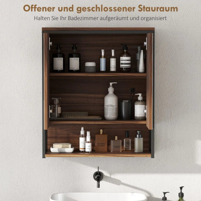 Hanging Mirror Cabinet, Bathroom, MDF Chipboard, Brown - Image 6