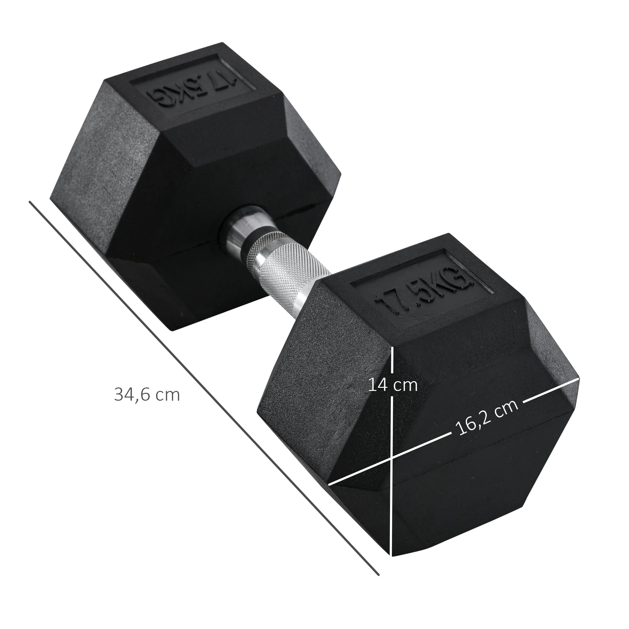 Hexagon Dumbbells 17.5kg Strength Training Black - Image 3