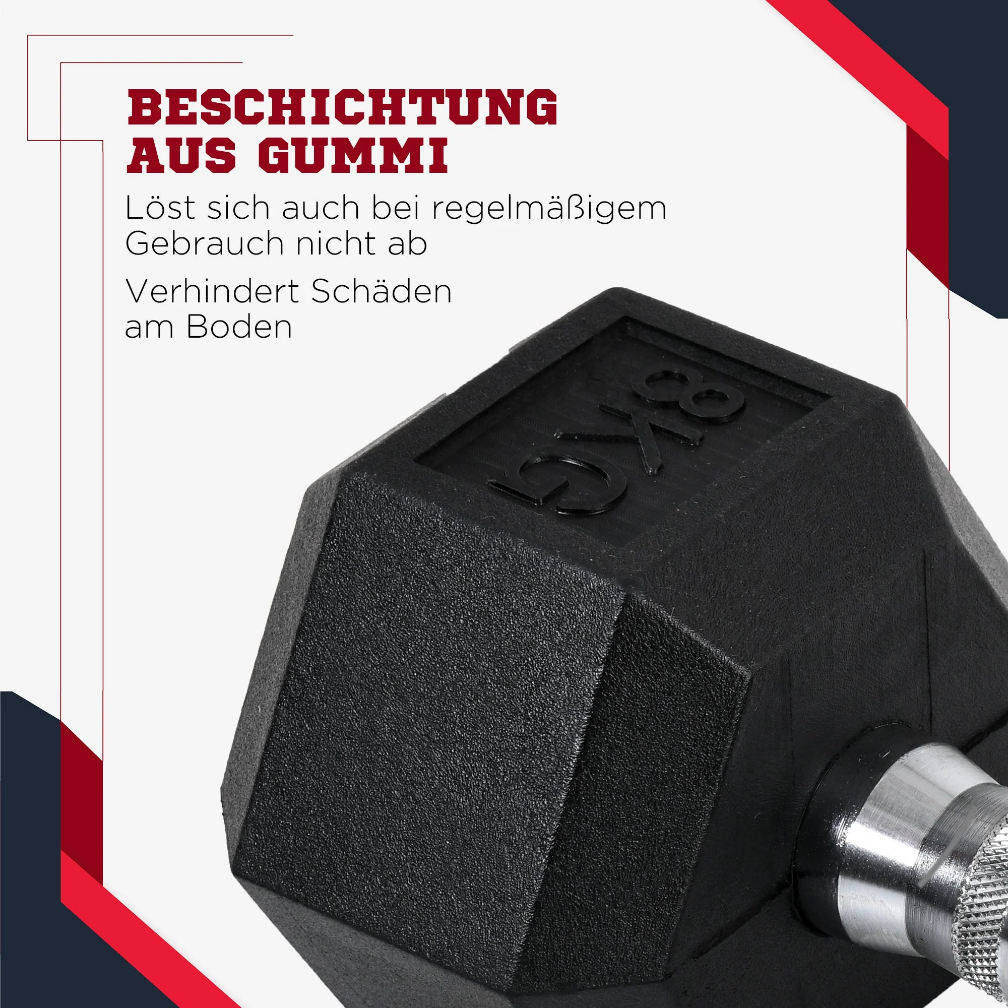 Hexagon Dumbbells, 2x6 KG, Cast Iron, Black - Image 6
