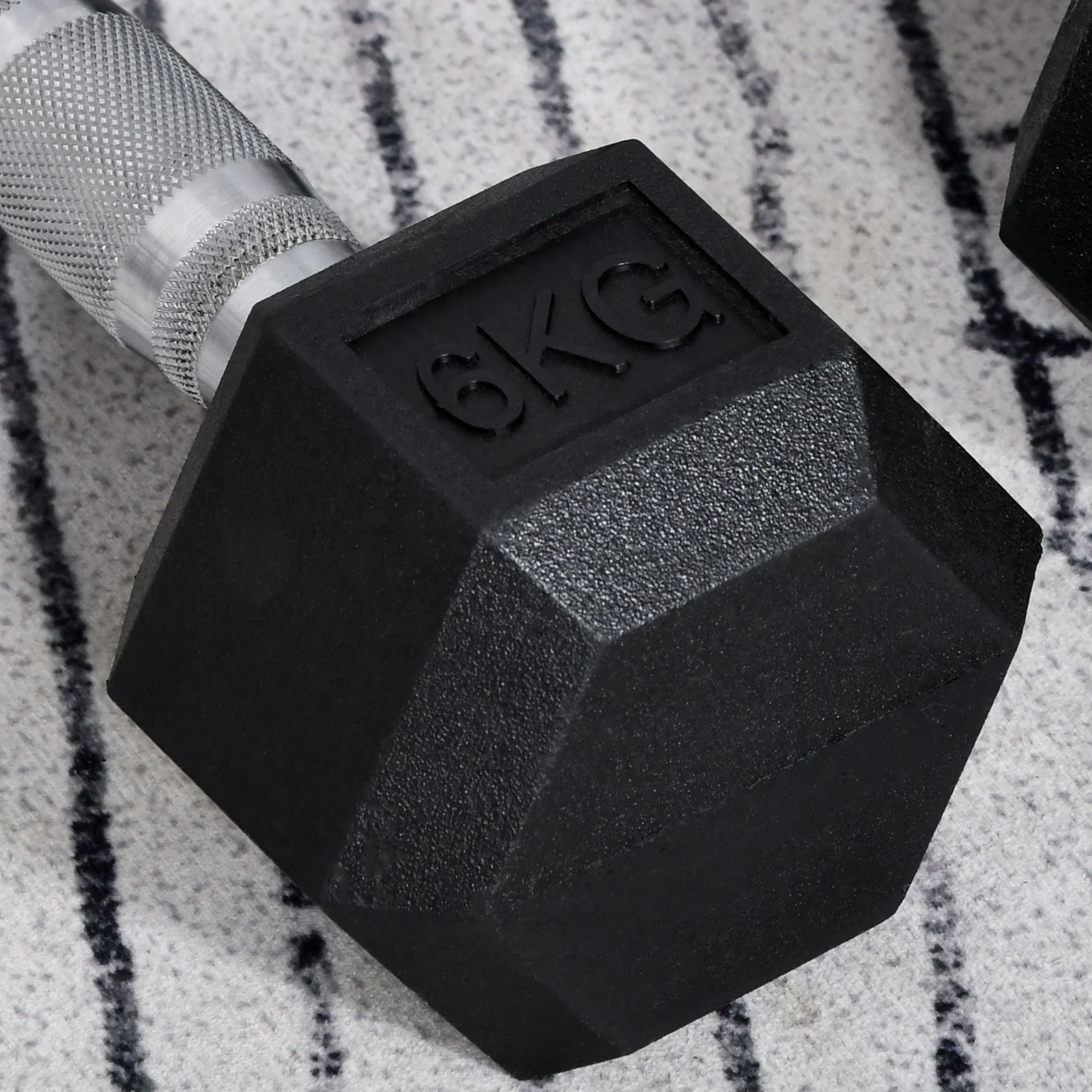 Hexagon Dumbbells, 2x6 KG, Cast Iron, Black - Image 8