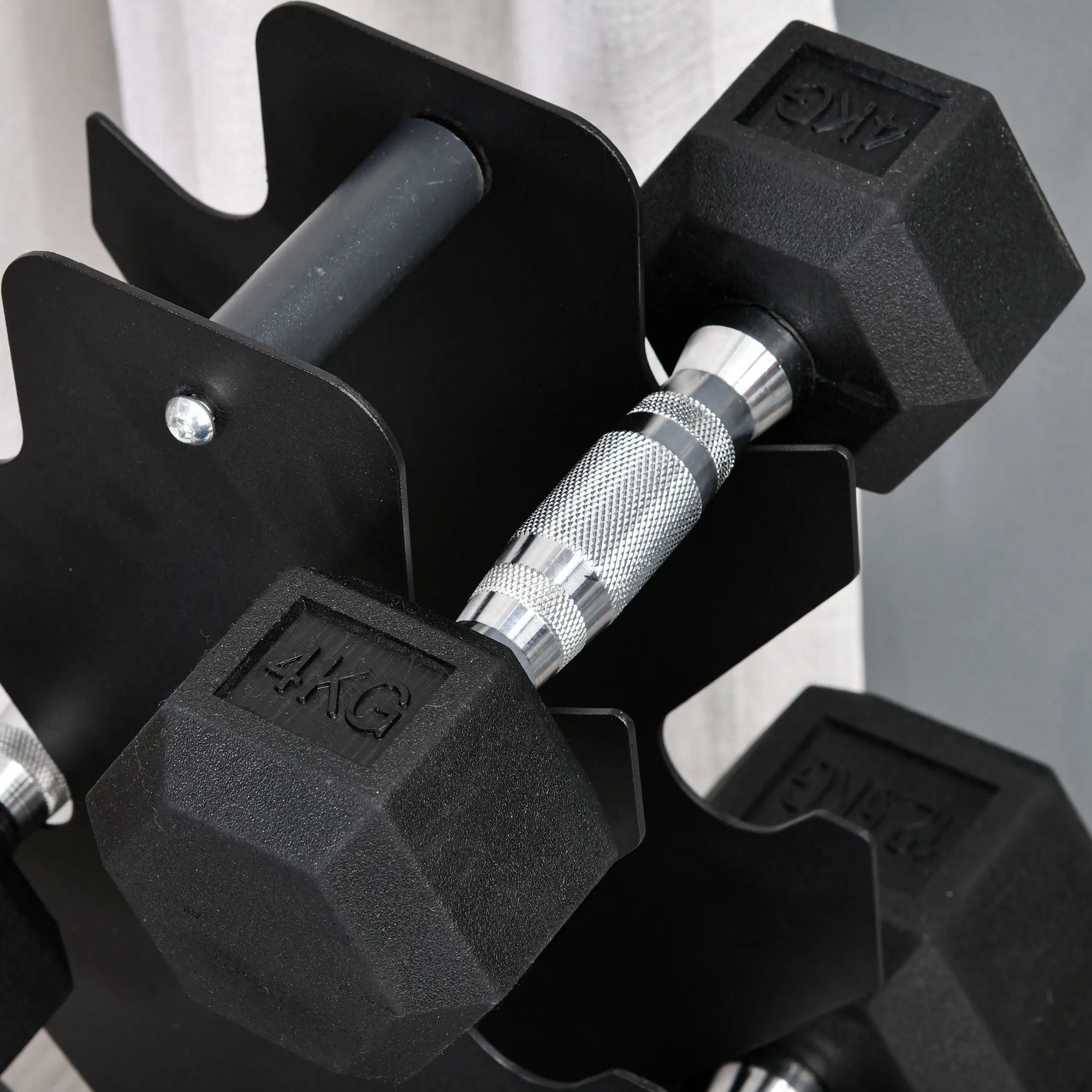 Hexagon Dumbbells Set of 2, Knurled, Rubber Black - Image 8