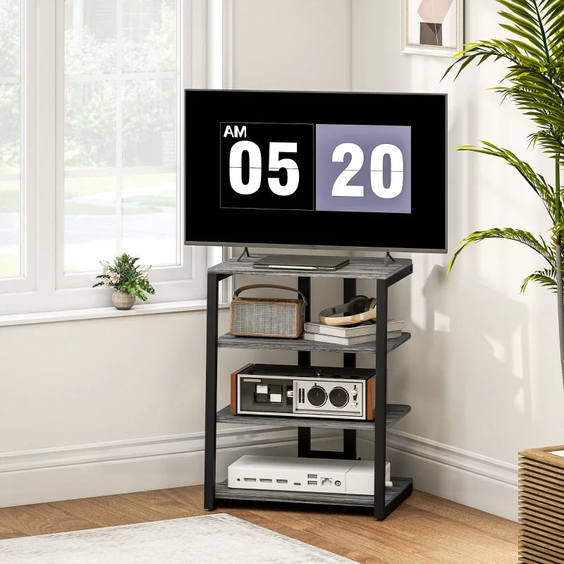 HiFi Stand, Four Storage Shelves - Dark Grey