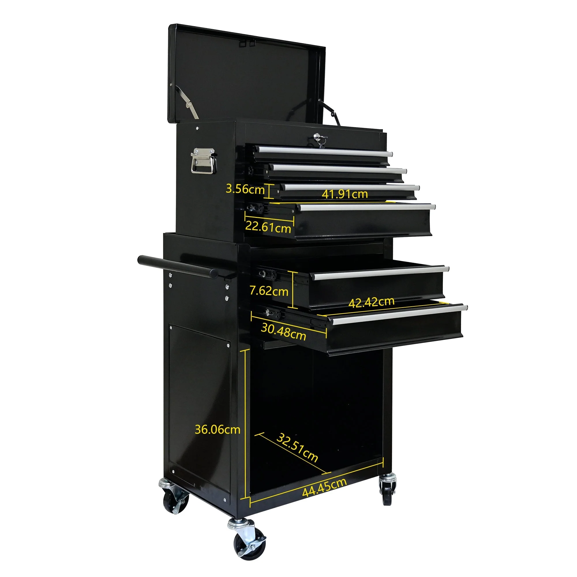 High-capacity Rolling Tool Chest, 6-Drawer Storage Cabinet with Wheels, Black - Image 4