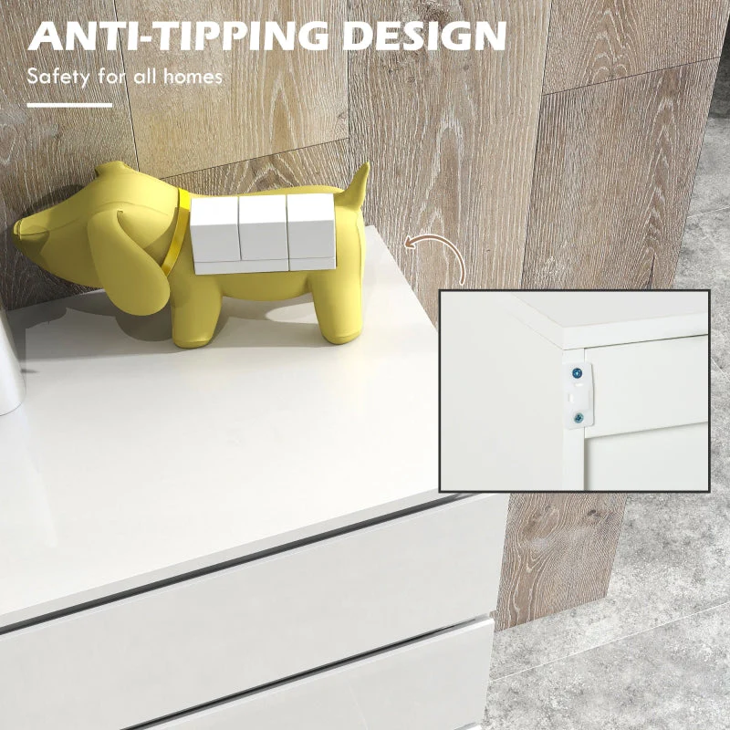 High Gloss Chest of Drawers, 4-Drawer Storage Cabinets Modern Dresser, White - Image 6