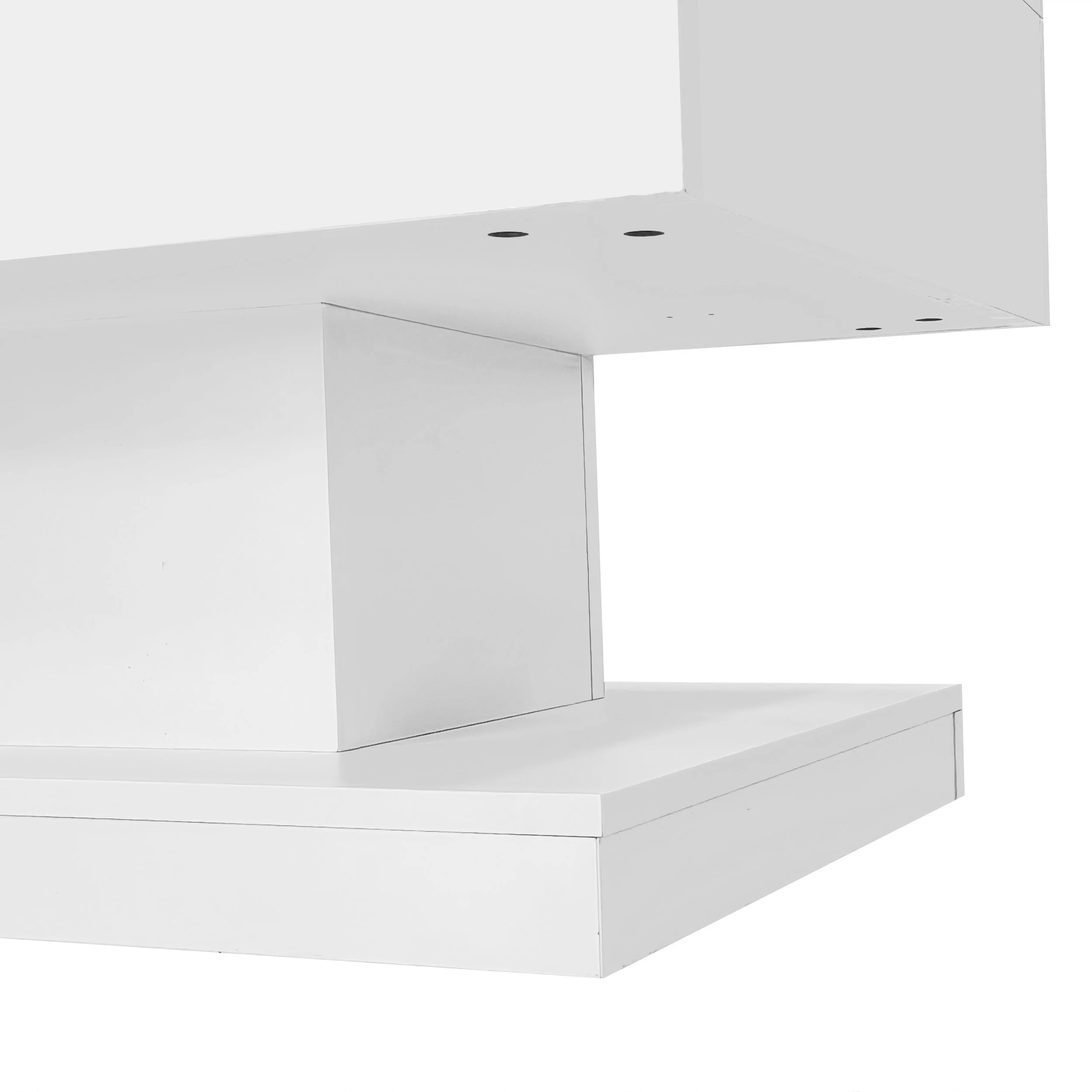 High-gloss Lift-up Tea Table, LED Coffee Table, 100x50x45 cm with Storage, White - Image 8