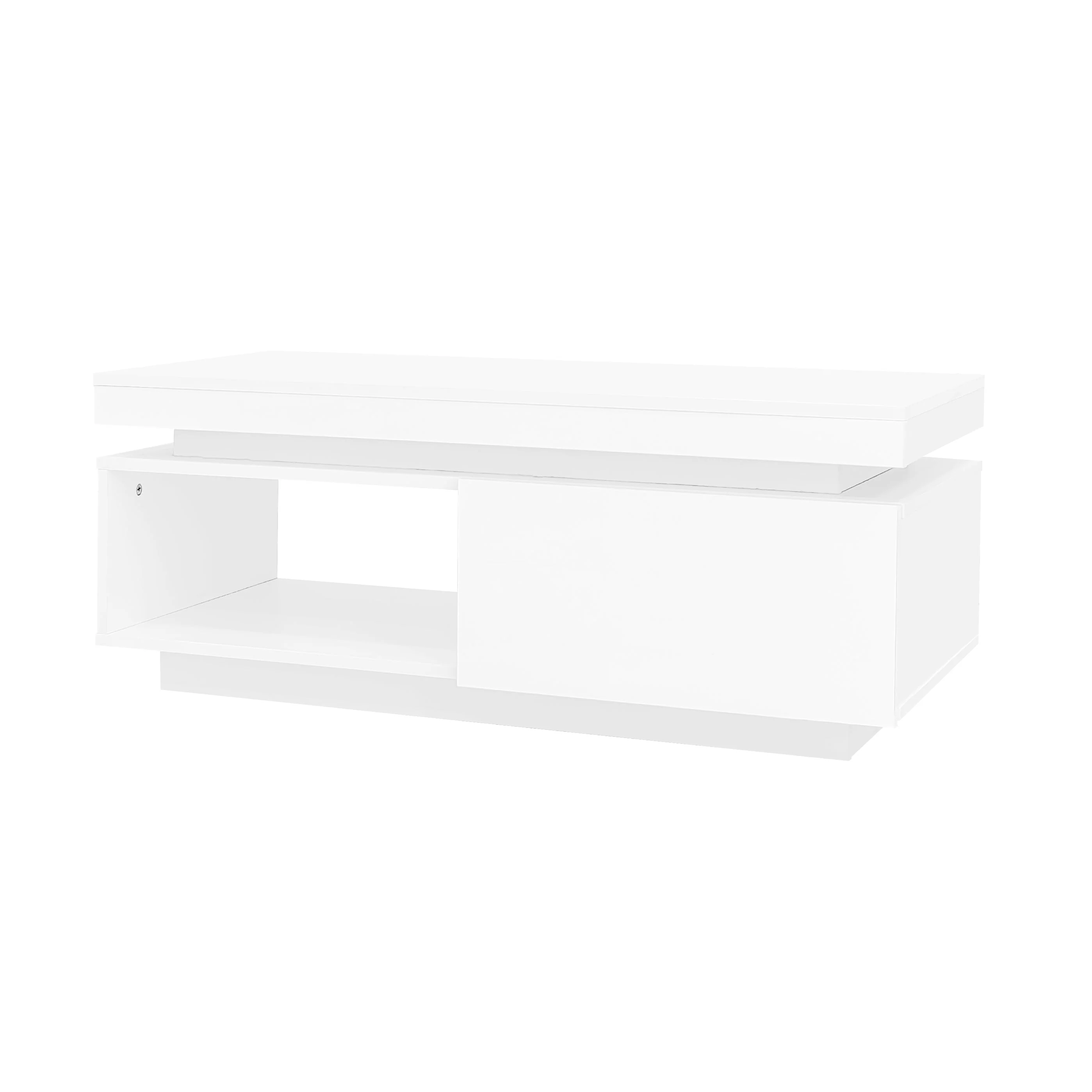 High-gloss TV Cabinet Set + Coffee Table, Living Room Wall Unit, White - Image 6