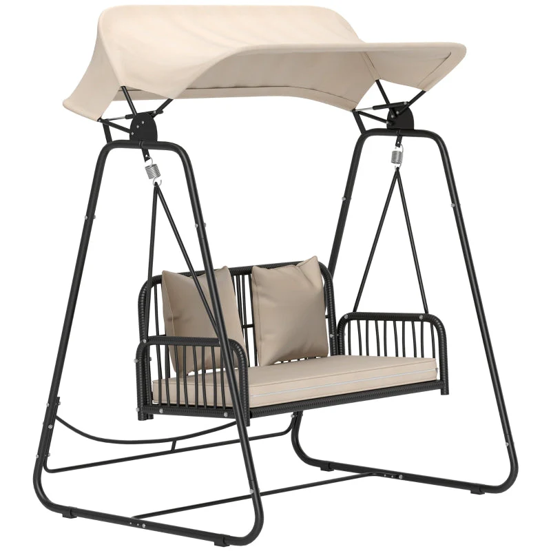 Hollywood Swing 2-Seater Garden Swing with Adjustable Sunroof Cushion Khaki - Image 8