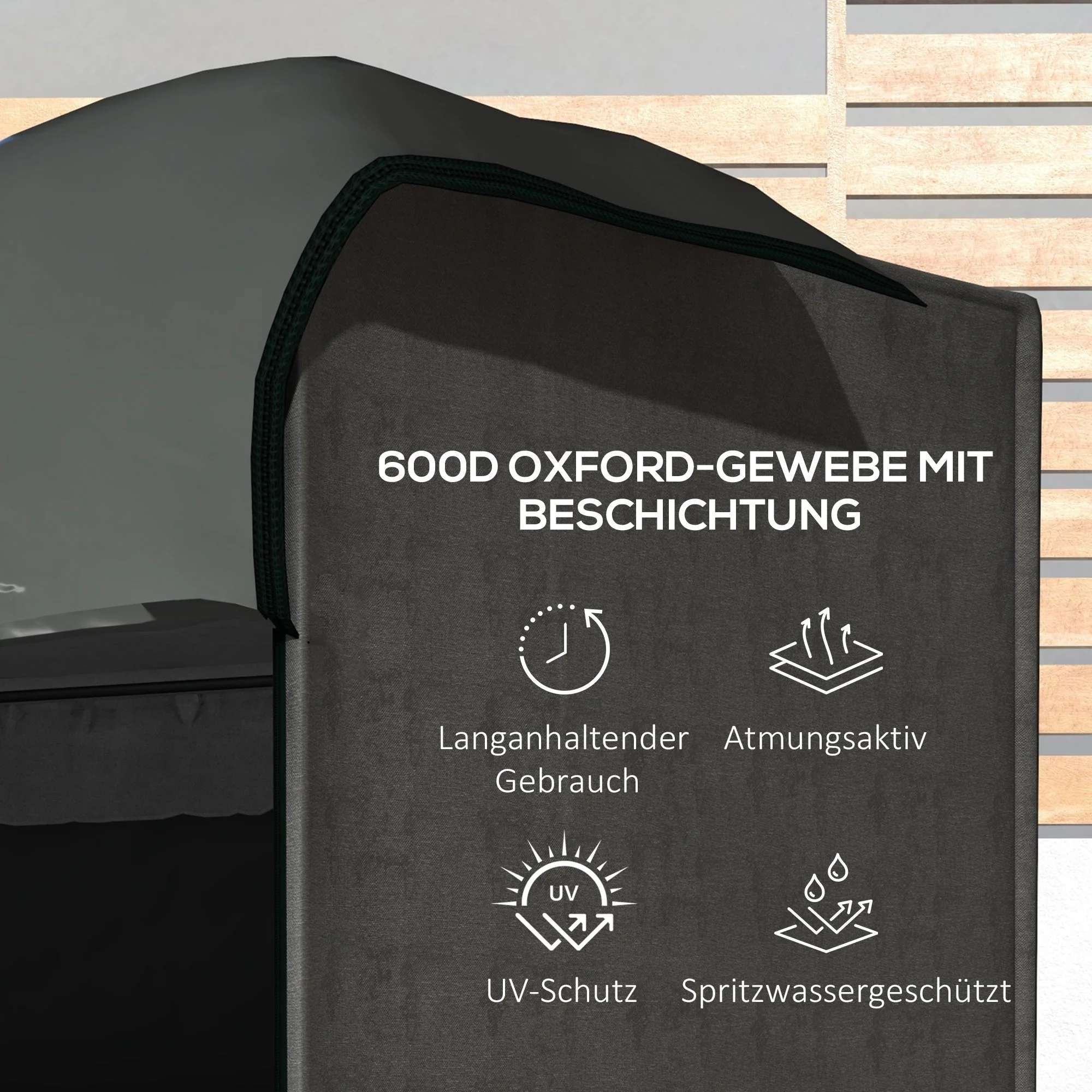 Hollywood Swing Cover 3-Seater Protective Water-Repellent UV-Resistant 600D Oxford Fabric, Dark Grey - Image 4