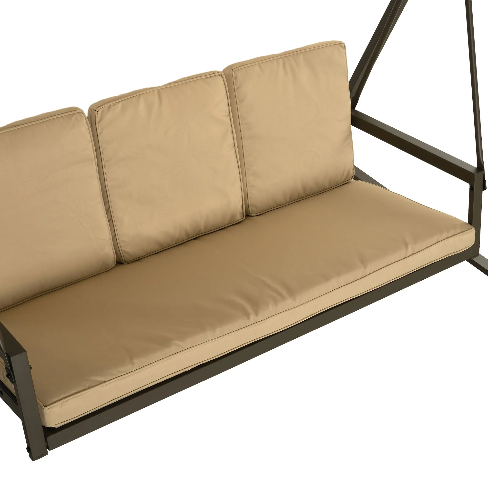 Hollywood Swing Set 3-Seater Adjustable Canopy Back Cushions 360 kg Beige - Image 7