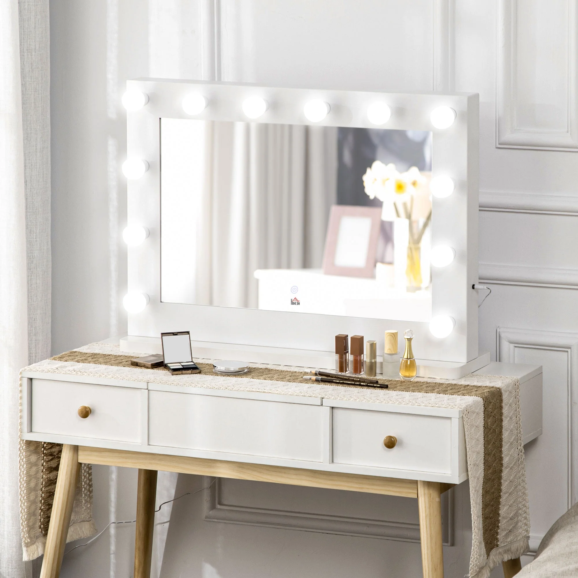 Hollywood Vanity Mirror Illuminated 12 LED Lights 80x60cm, White - Image 6