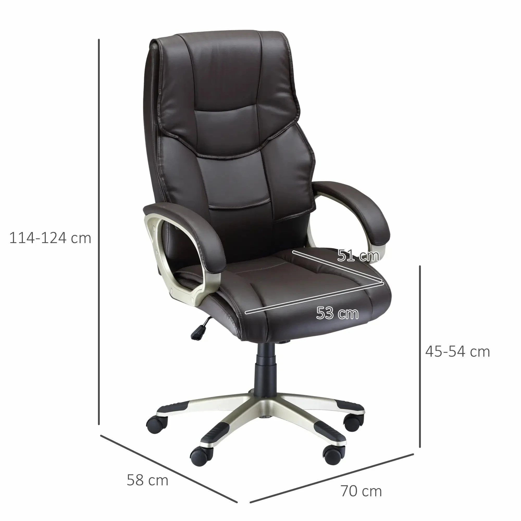 Home Office Chair High Back Adjustable Height Rocking Faux Leather Brown - Image 3