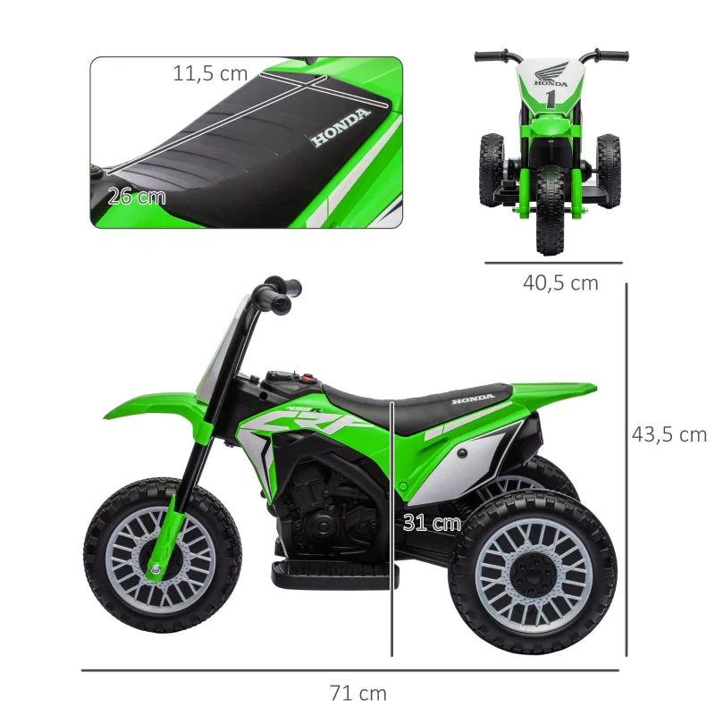 Honda electric children's motorcycle, 3 km/h, sound effects, for 18-36 months, green - Image 3