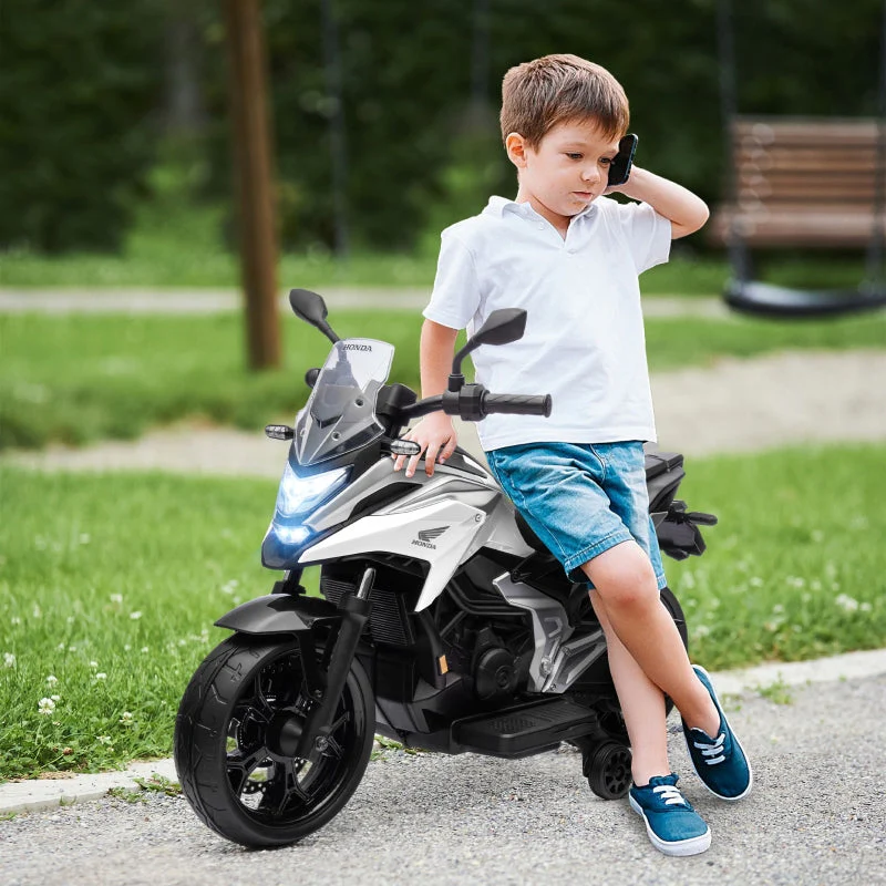 Honda Electric Children's Motorcycle with Music and Lights, White