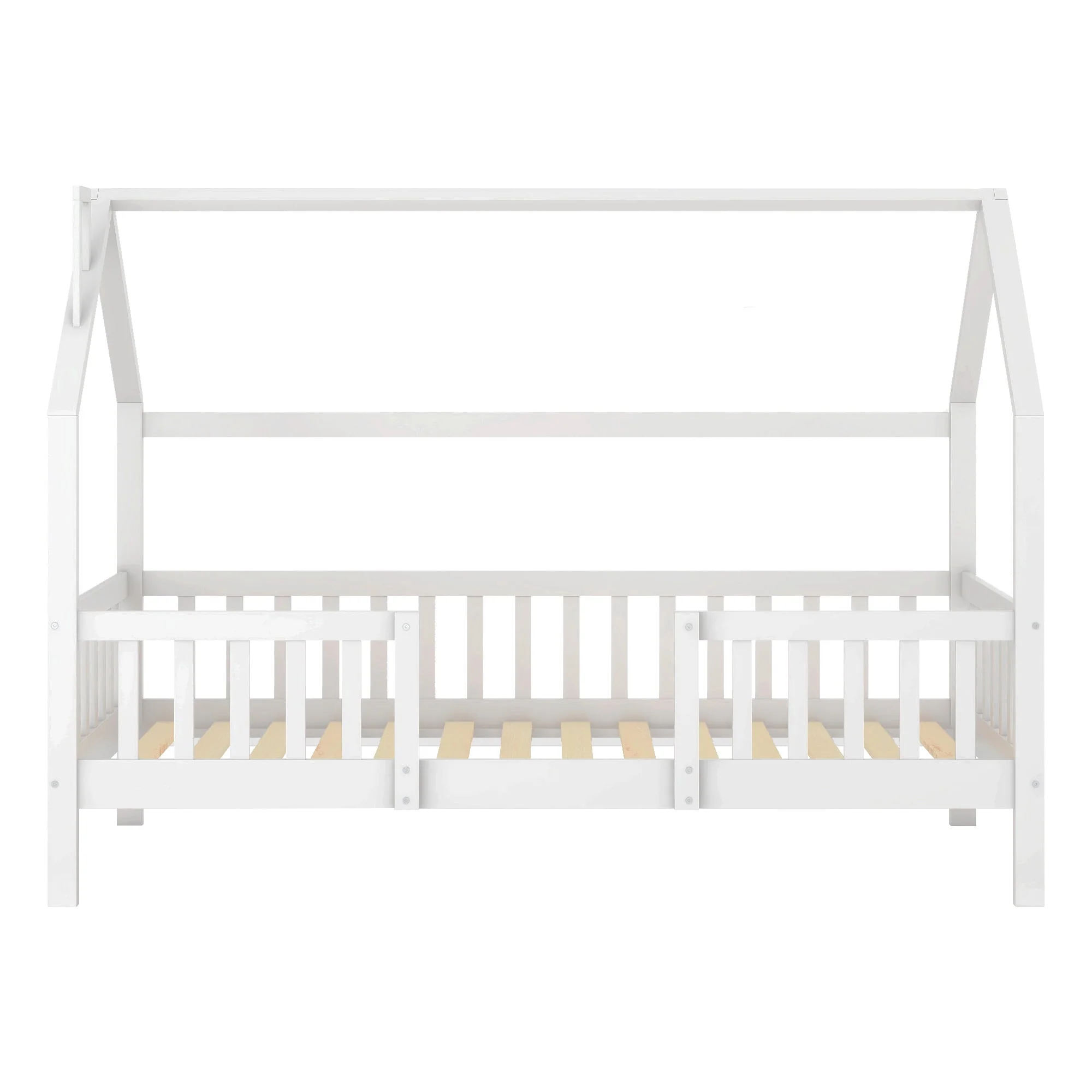 House Bed 90x200cm Chimney Slatted Base - White Pine Wood - Image 18