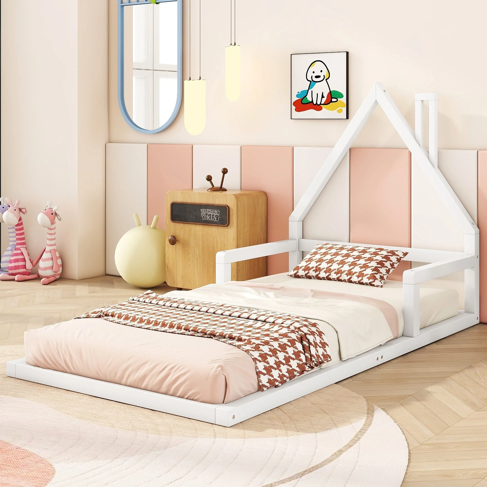 House Bed 90x200cm Solid Pine Simple Design - White - Image 3