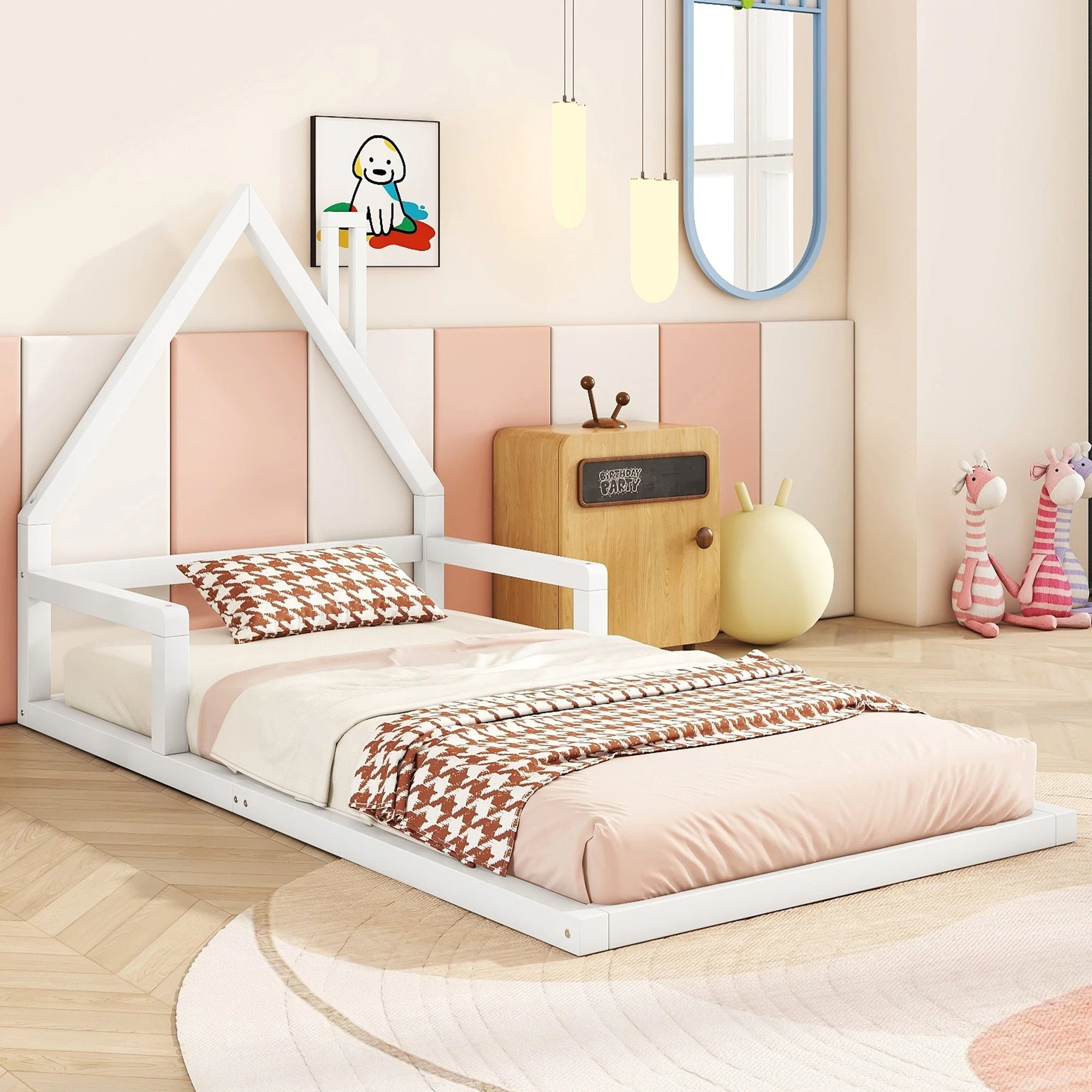 House Bed 90x200cm Solid Pine Simple Design - White - Image 4