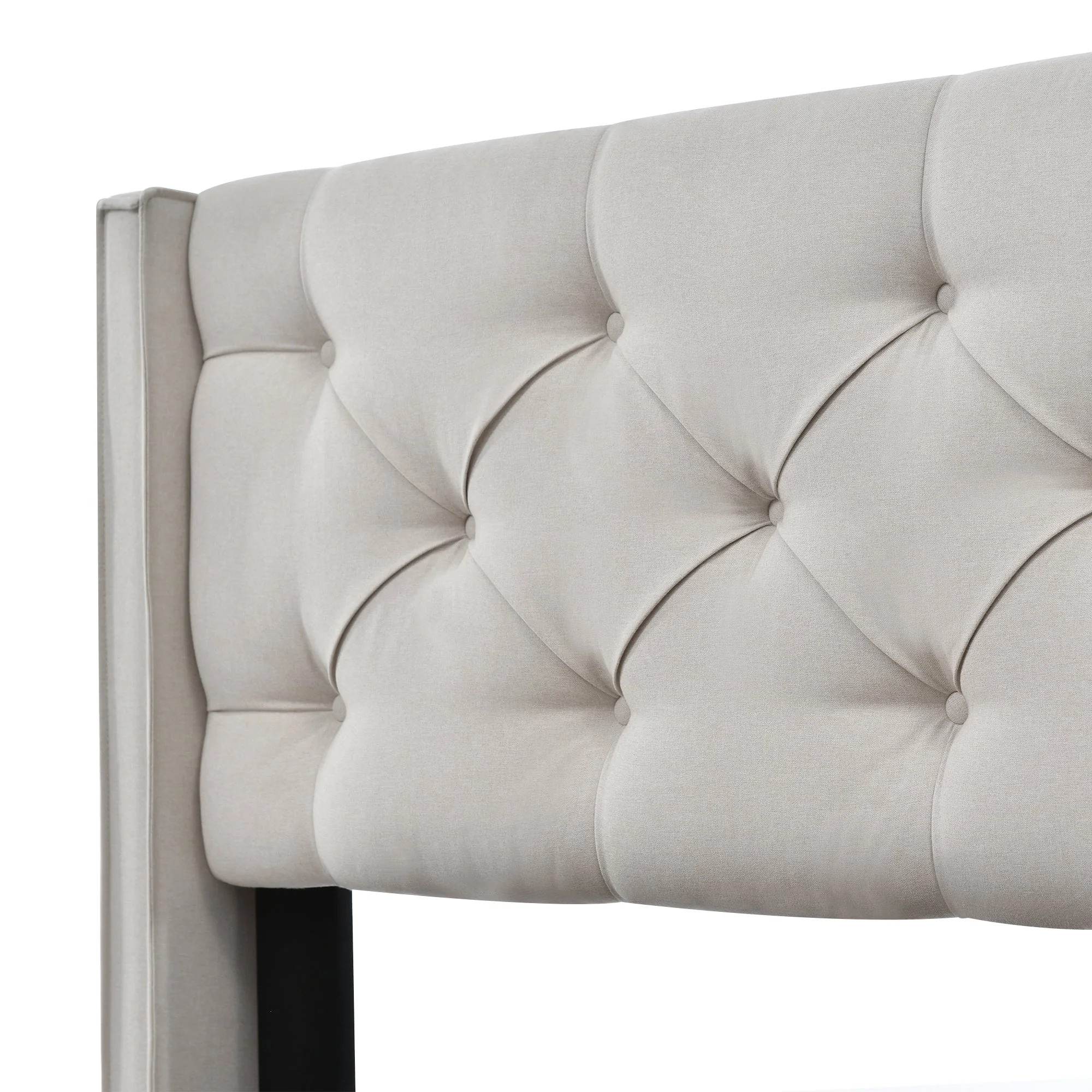 Hydraulic Double Upholstered Bed, 140x200cm, Storage, Light Gray Cotton - Image 4