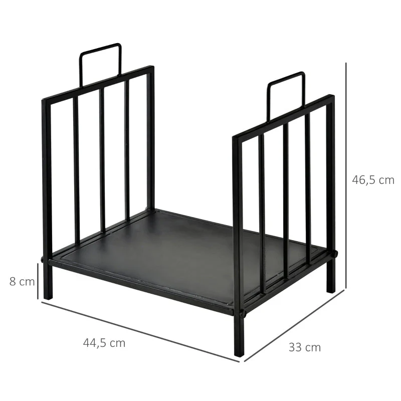 Indoor Firewood Rack with Handles 44.5x33x46.5cm - Black Metal - Image 3