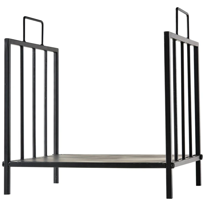 Indoor Firewood Rack with Handles 44.5x33x46.5cm - Black Metal - Image 7