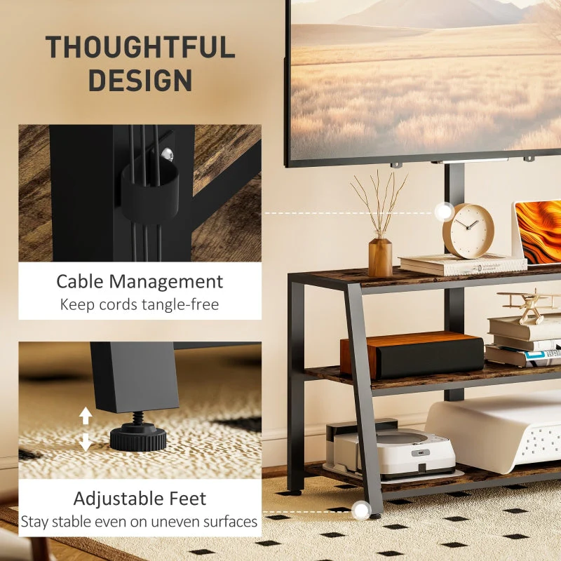 Industrial-Style TV Stand with 35° Swivel Bracket, Dark Brown - Image 7